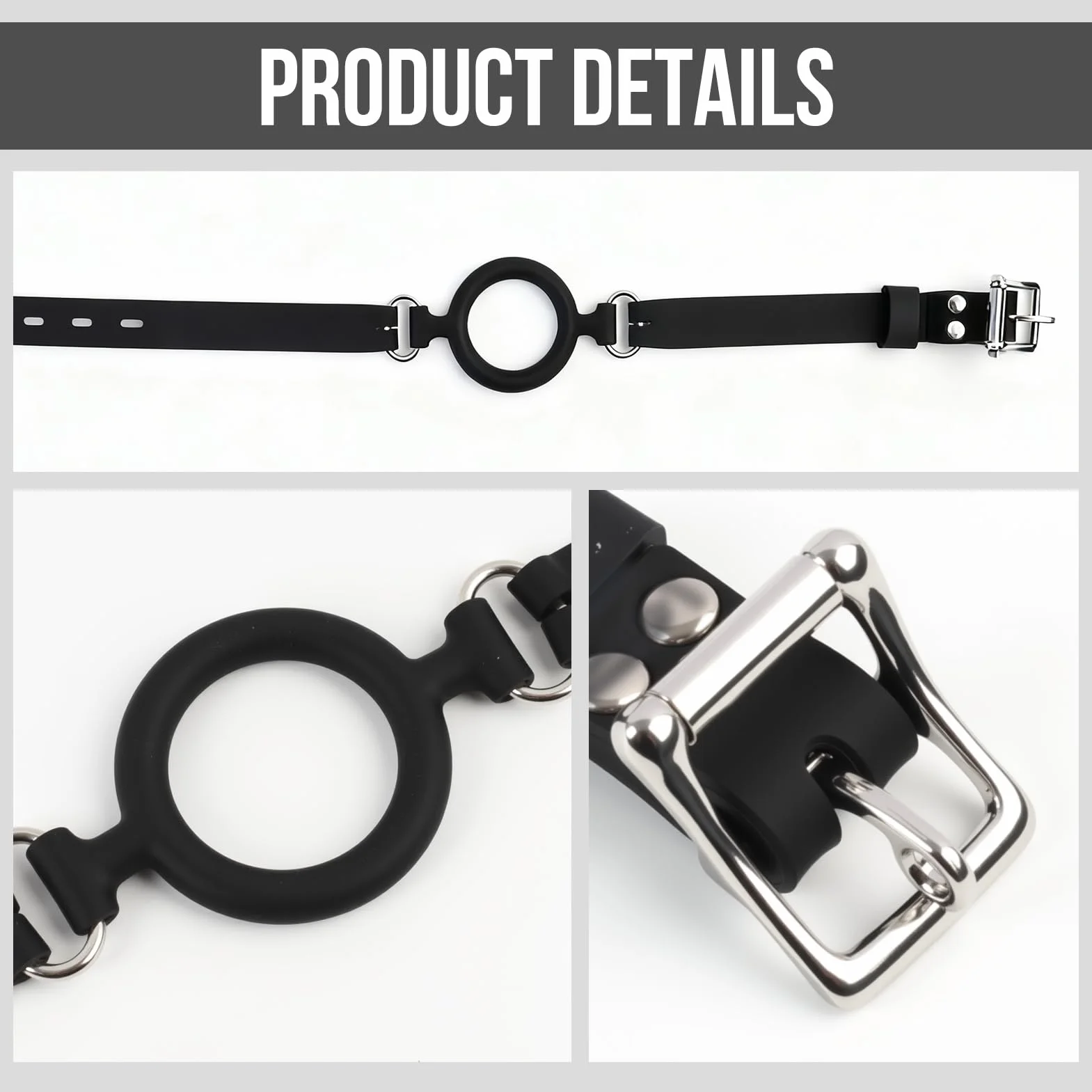 Bavaglio ad anello in silicone per bondage, bavaglio per bocca