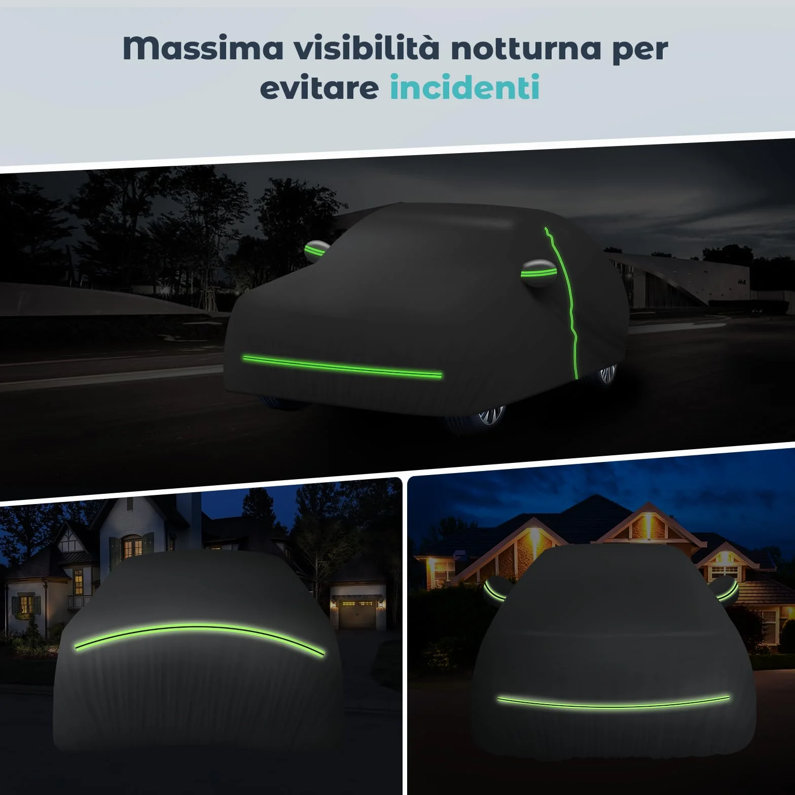 Telo Copriauto Impermeabile Anti UV Anti Vento e Antipolvere con Zip Laterale, Telo per Auto 460x185x160 cm Argento per Mid-size Car (Segmento D)