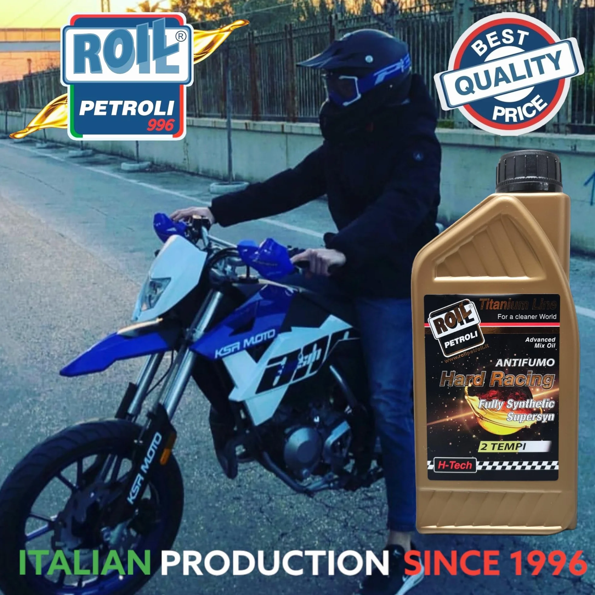 ROIL HARD RACING 2T ANTIFUMO 100% sintetico JASO FD DFI