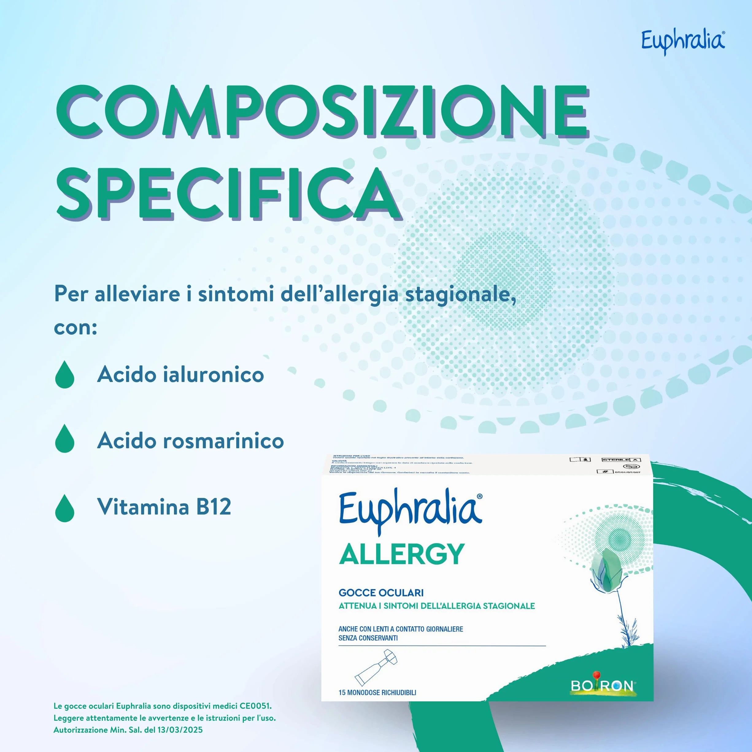 Euphralia Allergy Gocce Oculari Allergia Congiuntivite Allergica Acido Ialuronico Vitamina B12 15 Monodose Richiudibili
