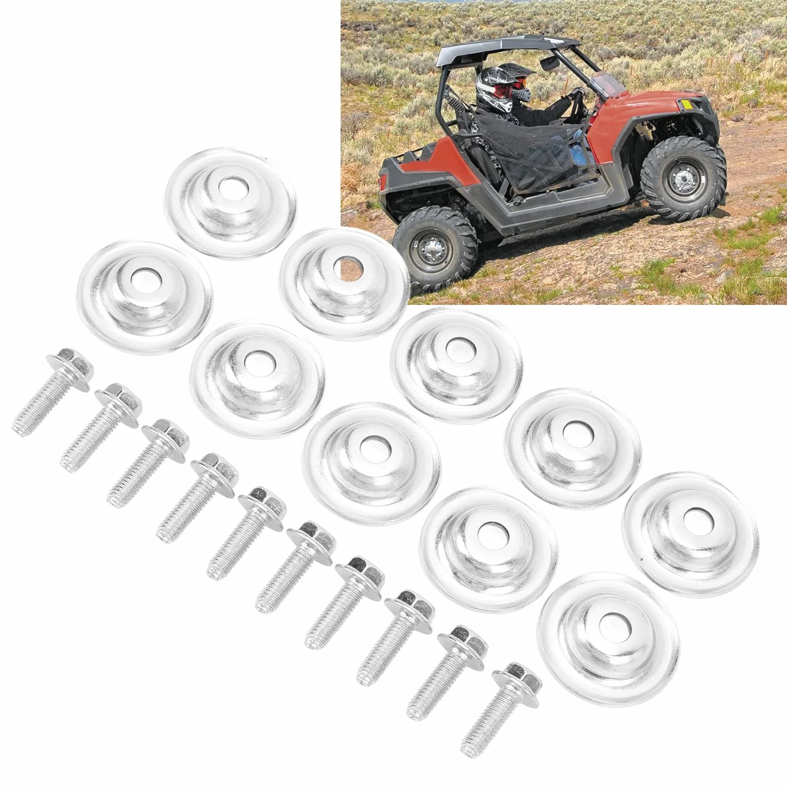Set da 20 Pezzi Set di Rondelle e Bulloni per Piastra Paramotore UTV 7556065 Sostituzione in Metallo Robusto per Polaris RZR 570 800 900