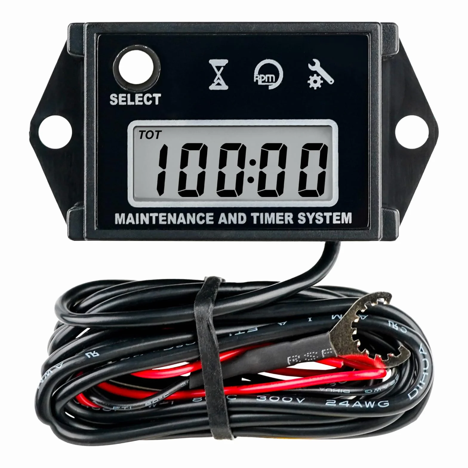RQ-HM026C Tachimetro digitale, ore totali, promemoria SVC, impermeabile IP68, per motori a benzina come tosaerba, trattori, moto d'acqua, imbarcazioni marine, motori fuoribordo (nero)