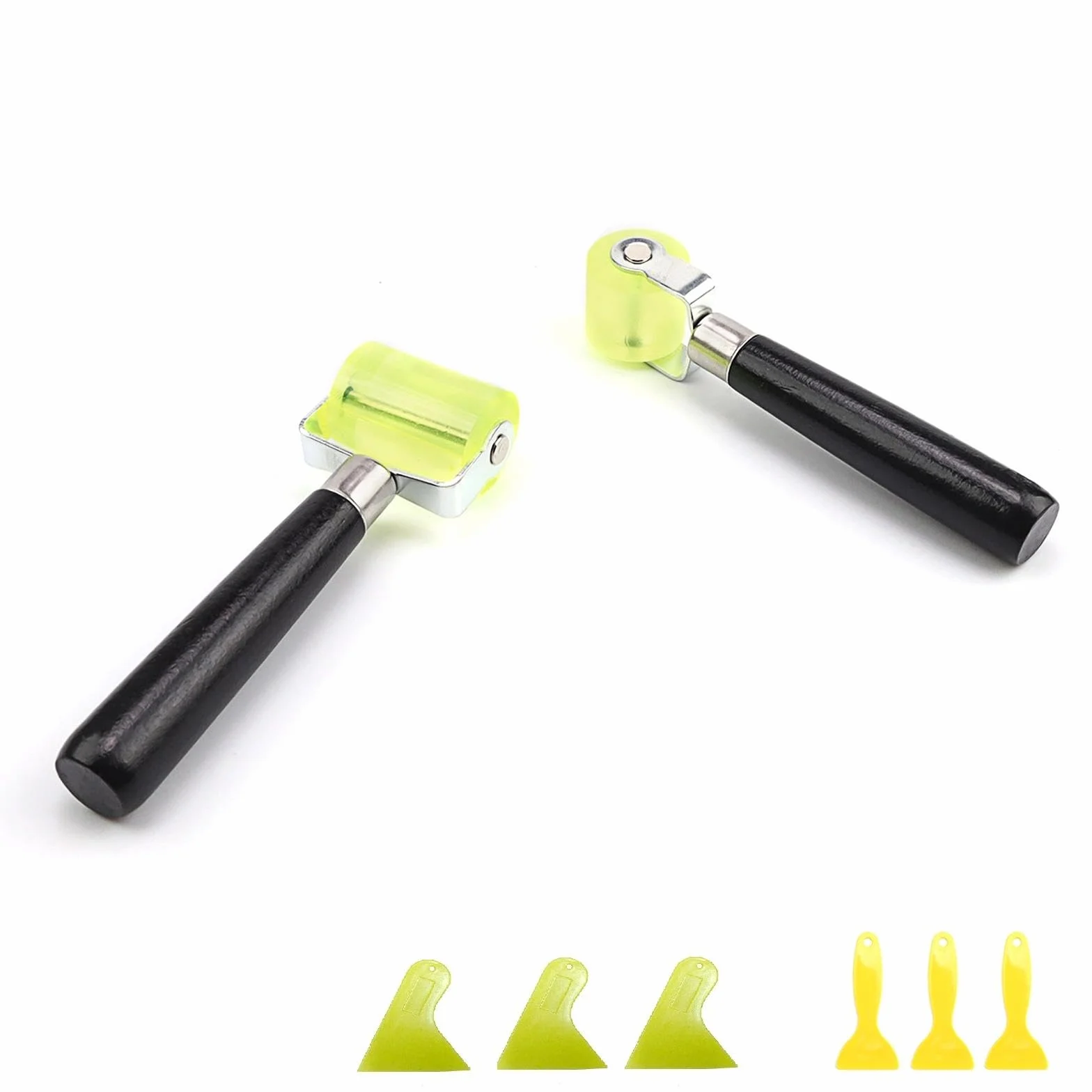 Rullo Fonoassorbente per Auto 2 Pezzi 30 mm + 50 mm, Rullo Silicone Testa in Silicone, Strumento Professionale Ruota Lnsonorizzata con 6 Raschietti, per Sigillatura Bordi, Saldatura