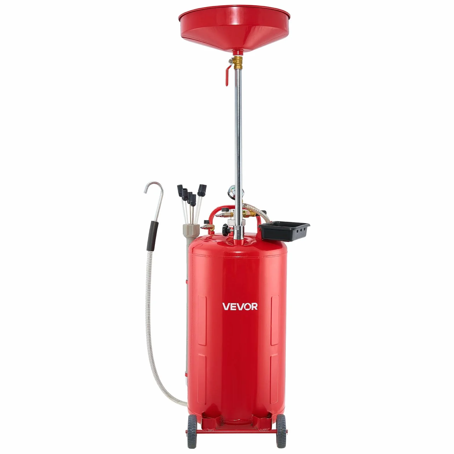 VEVOR Serbatoio di Scarico dell'Olio Esausto 79,5 Litri, Scaricatore Pneumatico Portatile per Olio con Imbuto Altezza Regolabile con Ruote, Drenaggio per Trasferimento Carburante per Officine