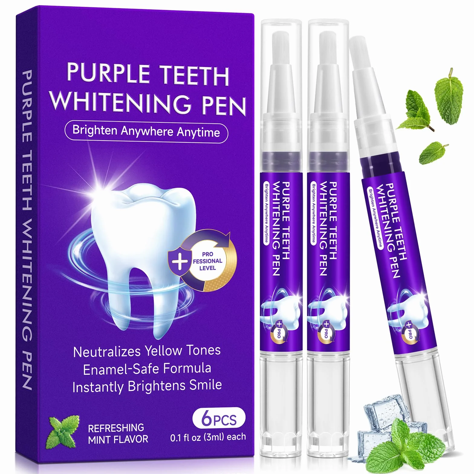 Penna sbiancante denti viola 6 pezzi gel sbiancante dentale rimozione macchie