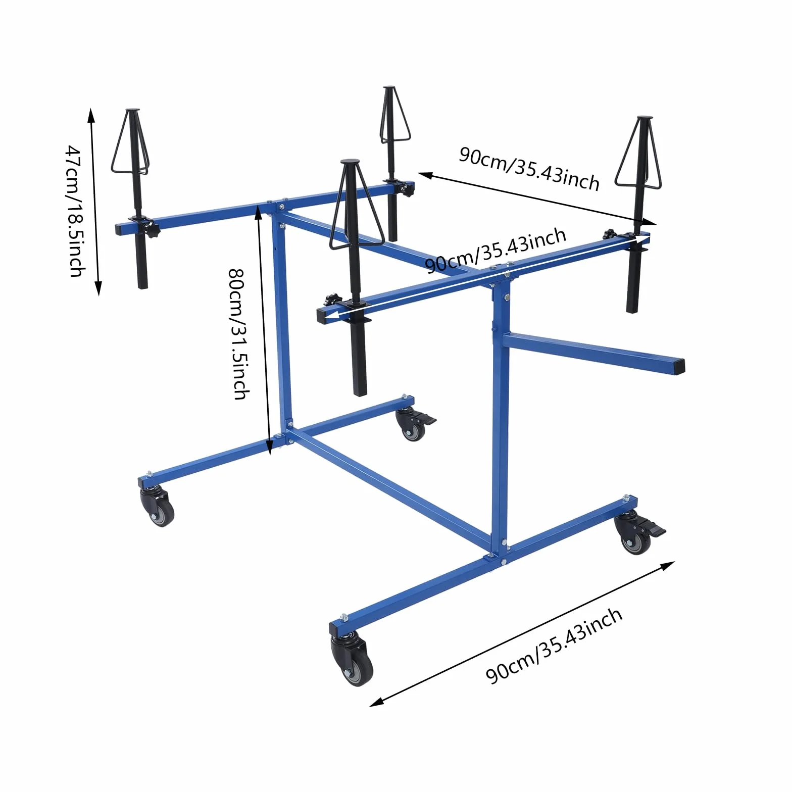 Supporto per verniciatura dei cerchioni, girevole a 360°, regolabile in altezza, con 4 ruote, supporto per verniciatura per cerchioni e parti di carrozzeria fino a 100 kg, per cerchioni auto