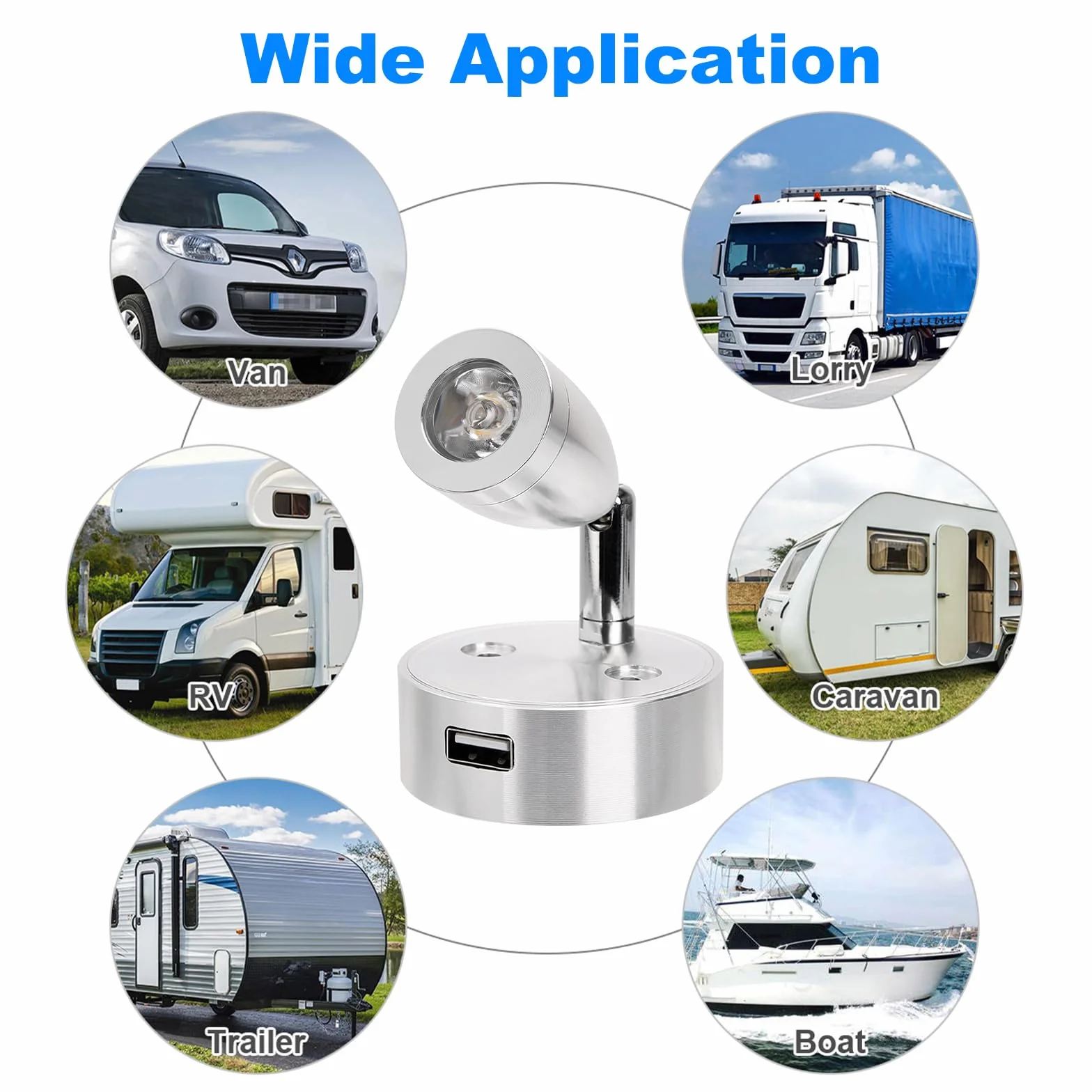 SUPAREE Luce LED Camper 12V Dimmerabile 3200K con Interruttore Touch e Presa USB 2 Pezzi