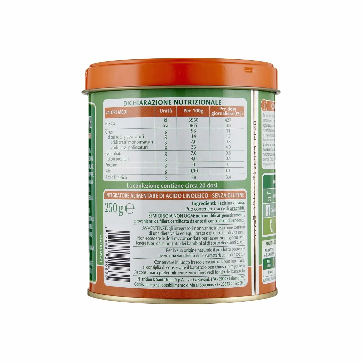 LECINOVA Lecitina di Soia, 250g, Senza Glutine, Non OGM, Omega 6