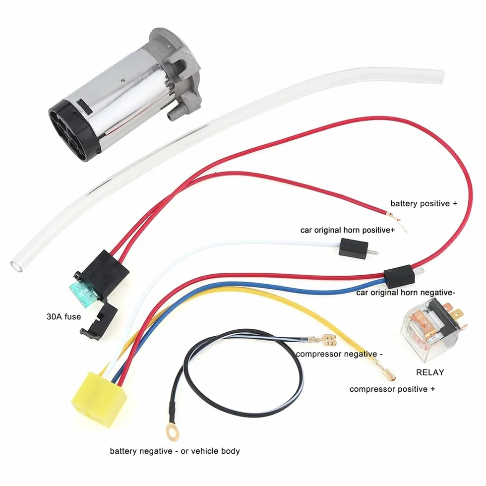 NEWFUN Tromba Camion 12v, Clacson 12v, Trombe Auto 12v, 12V 150dB Air Horn, Rivestimento Elettroforetico Catodico, per Autocarri Auto Tricicli Barche Ecc (Compressore Incluso Nel Kit)