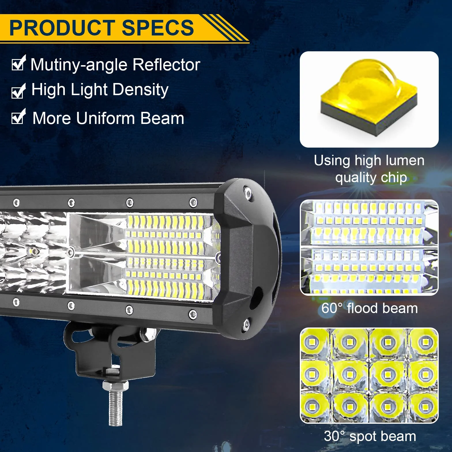 RIGIDON 45 Pollici 115cm 612W Barra Led Fuoristrada, Tripla Fila Barra Luce Led Con 12V Cablaggio, Luci di Lavoro Esterno Per Auto Trattore Camion SUV UTE ATV Barca 4x4 Veicoli Offroad, 6000K Bianca