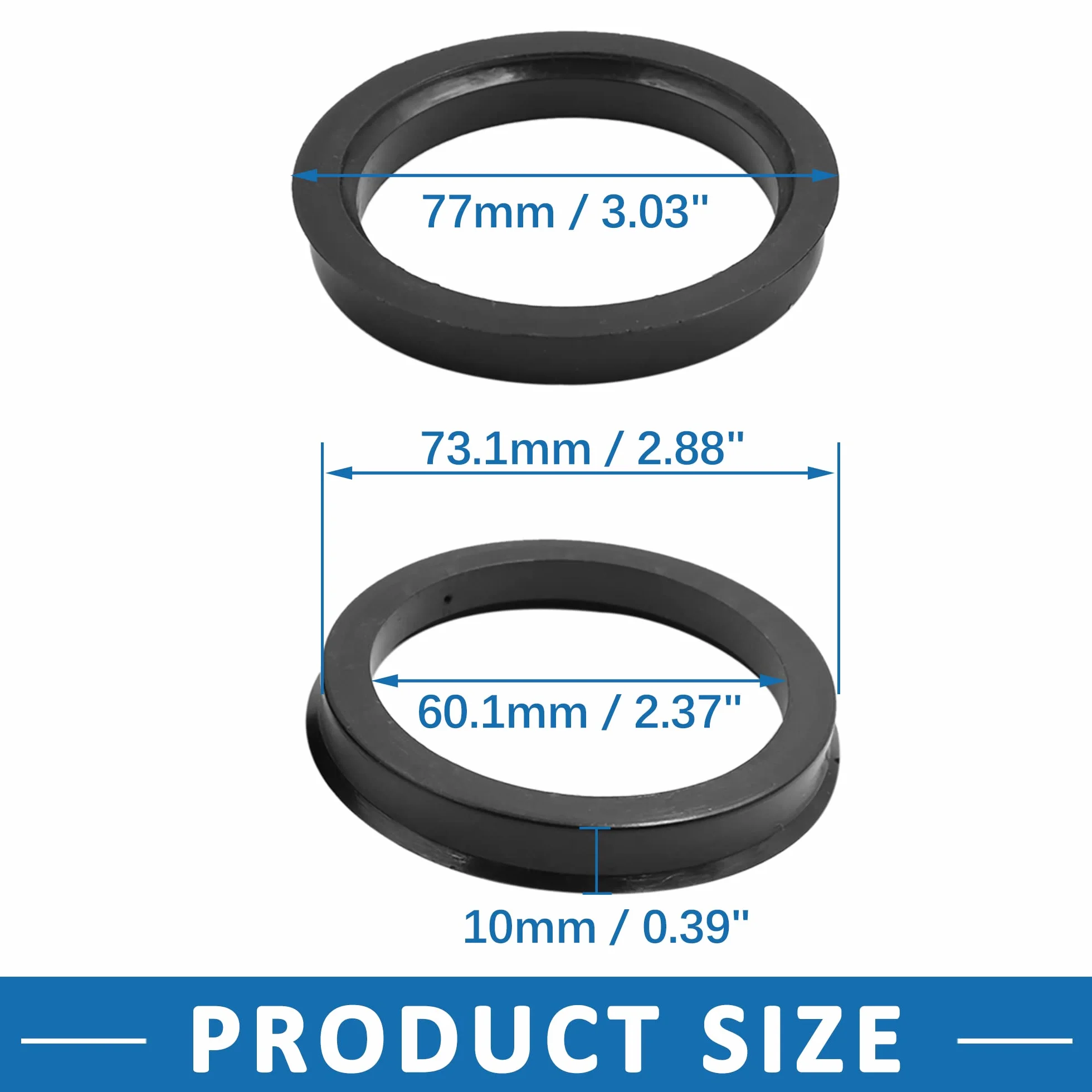 A ABSOPRO Mozzo Centrico Anellos 73,1 To 60,1mm Hubcentrici Ruota Foro Centro Nero (Set 4)