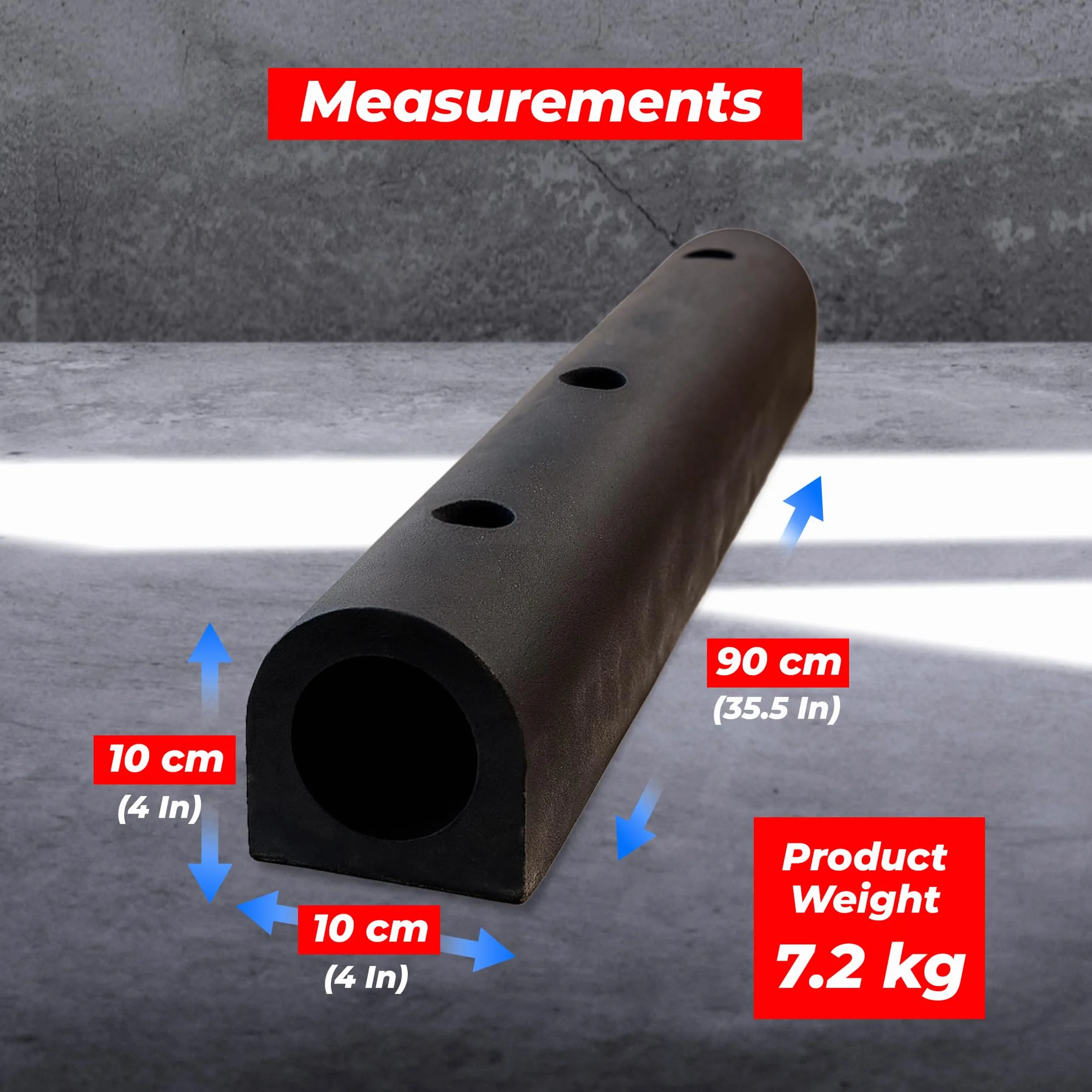 Paraurti pesante nero da parete in gomma ad alto impatto Berry 90 cm tipo D