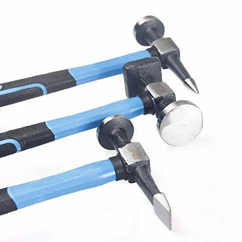 TOPWAY 7 Pezzi kit attrezzi da officina riparazione carrozzeria auto con manici in fibra di vetro, Professionale kit di martelli e tassi per carrozziere 454230