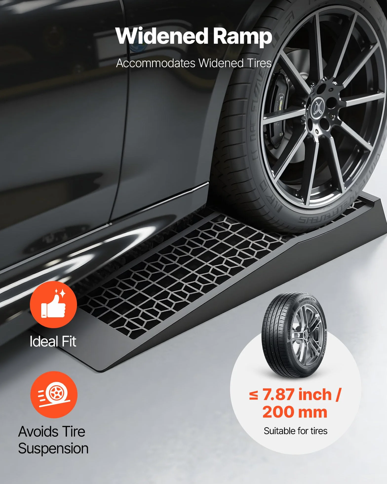 VEVOR Rampa di Carico per Auto, Altezza di Sollevamento 65 mm, Rampa per Sollevamento per Auto da Officina, Cambio Olio e Riparazione Camion, Ogni Pezzo Carico 9072 kg, Nero 4 Pezzi