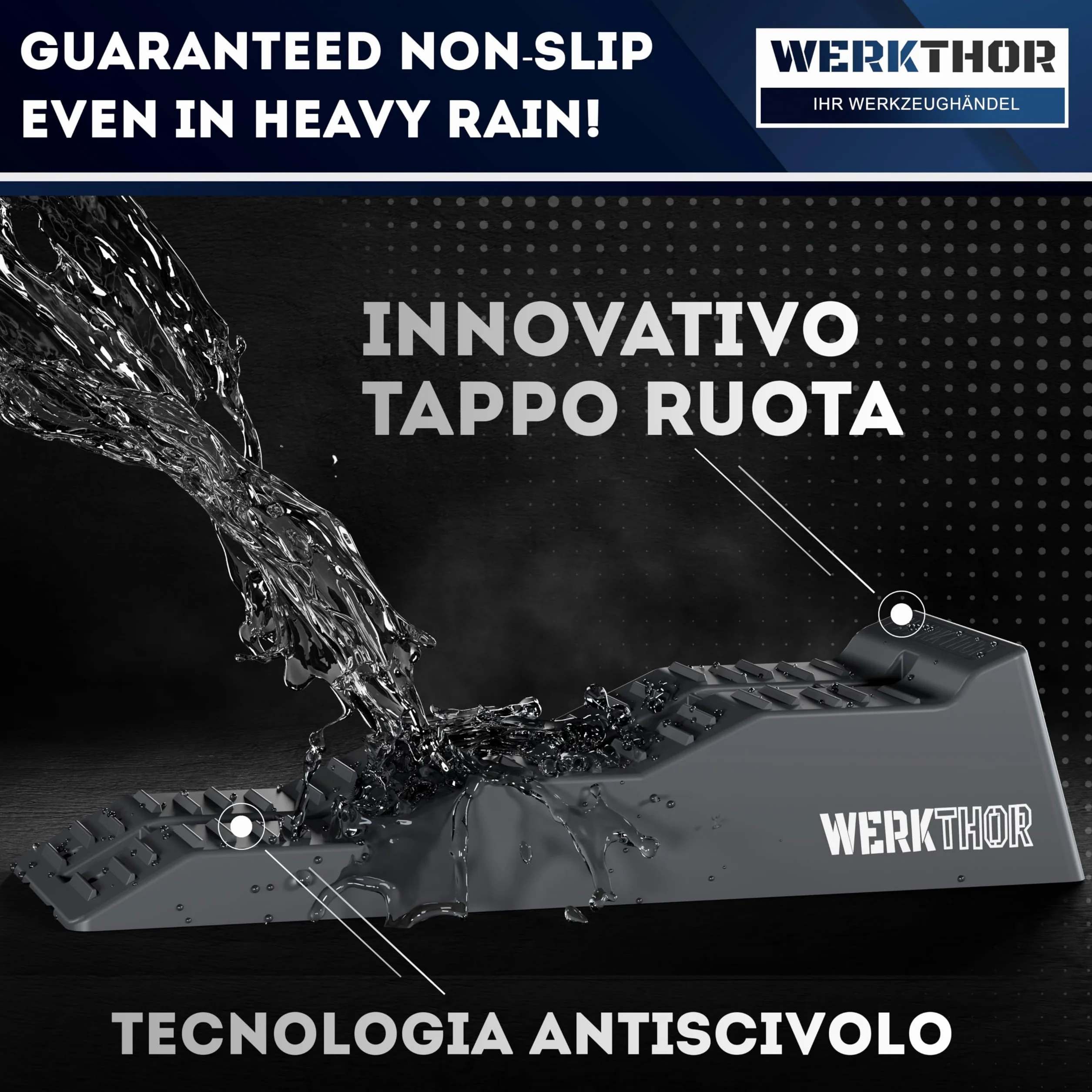 WERKTHOR Cunei per Camper [Grigio Set 2 Pezzi] con Borsa | Cunei Livellatori Camper fino 5T per Roulotte Van | Pedane Auto Sollevamento Resistenti Antiscivolo