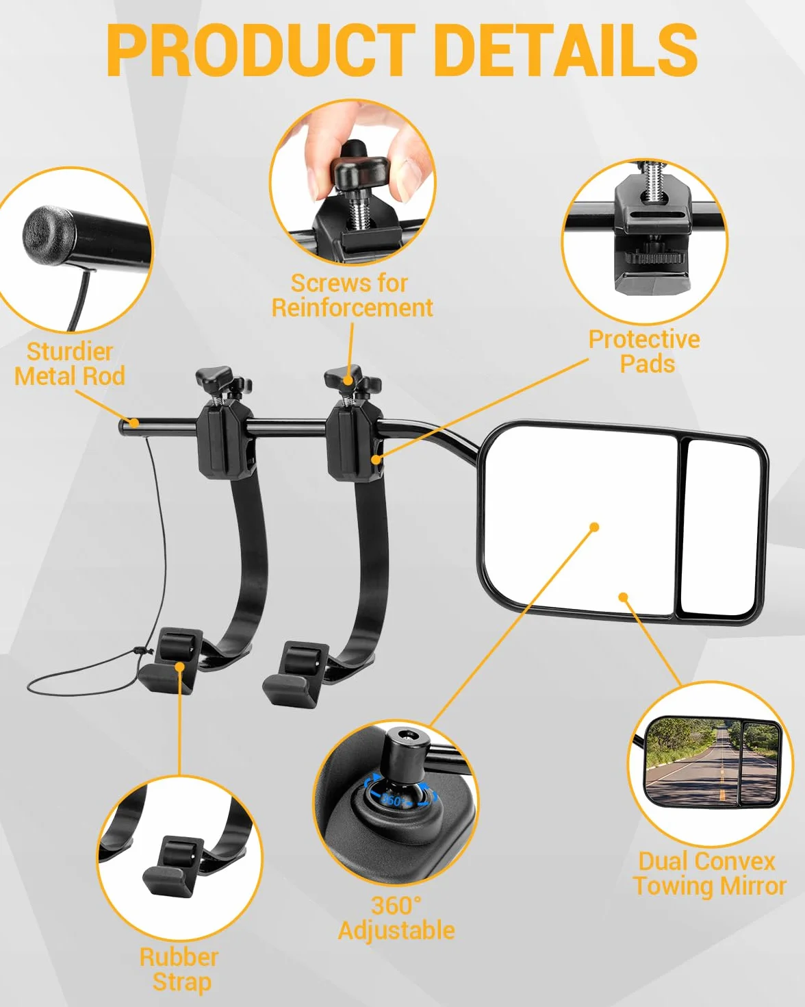Specchietti Esterni per Camper Caravan Specchi Supplementari Traino Multi Angle Convesso 2 Pezzi