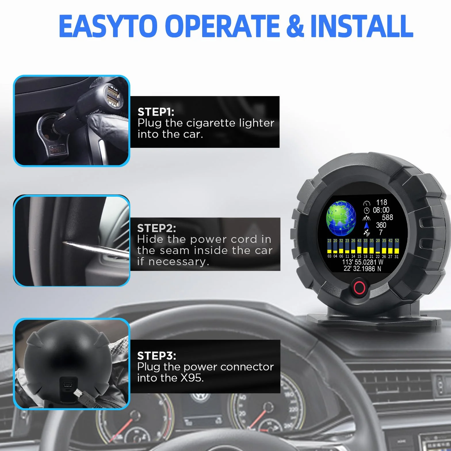 Head Up Display Auto GPS HUD 4x4 off-Road Inclinometro Angolo di Pendenza velocità Satellite Timing Accessori Multifunzione