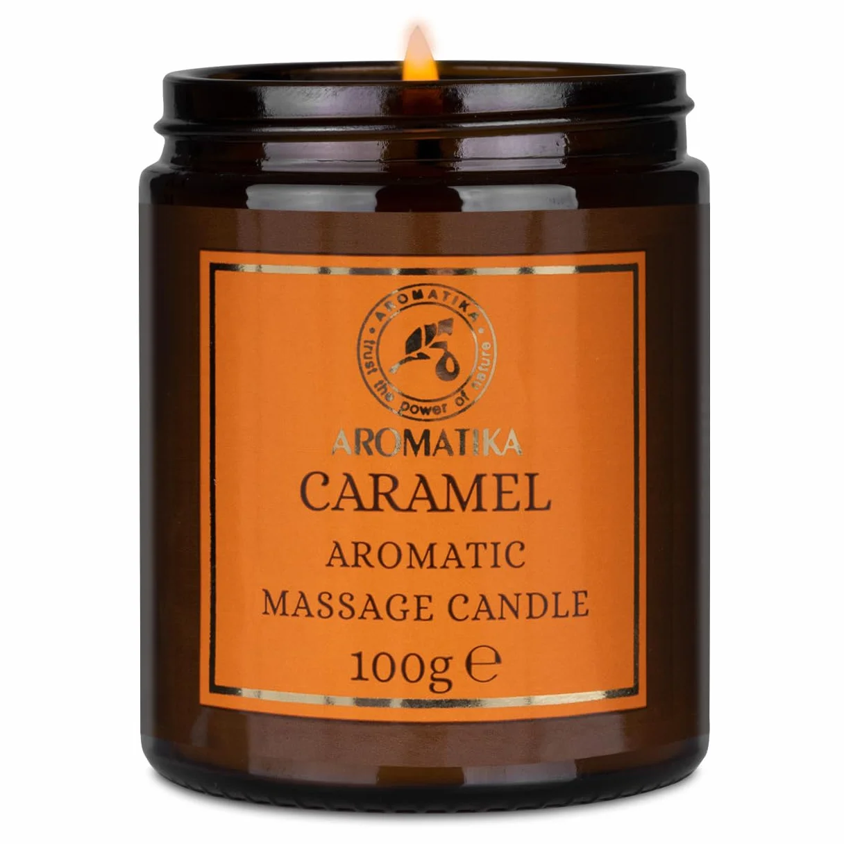 Candela da Massaggio Caramello 100g Cera di Soia Oli Cocco Mandorle Vaniglia Aromaterapia