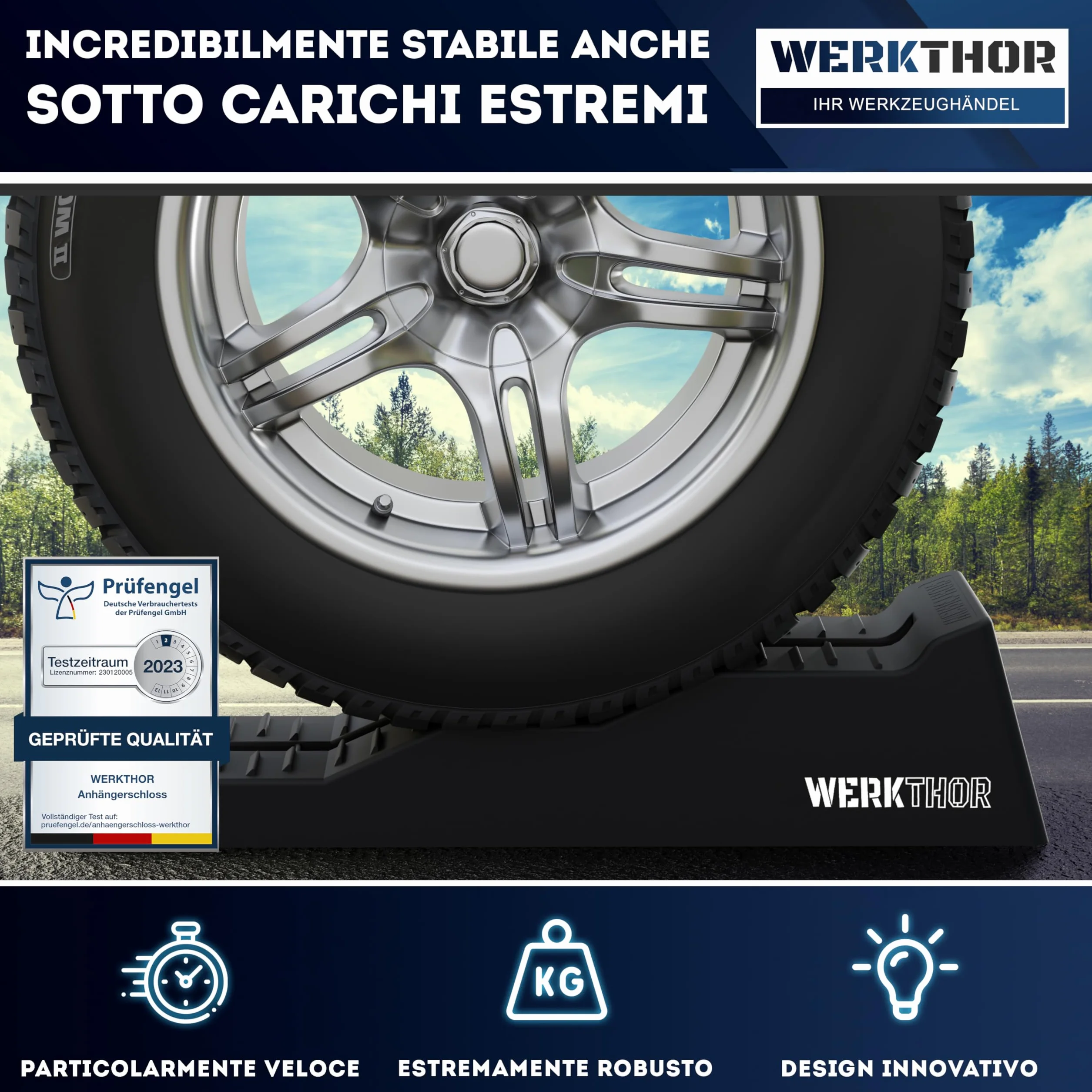 WERKTHOR Cunei per Camper [Nero Set 2 Pezzi] | Cunei Livellatori Camper fino 5T per Roulotte Van | Pedane Auto Sollevamento Resistenti Antiscivolo Ogni Superficie