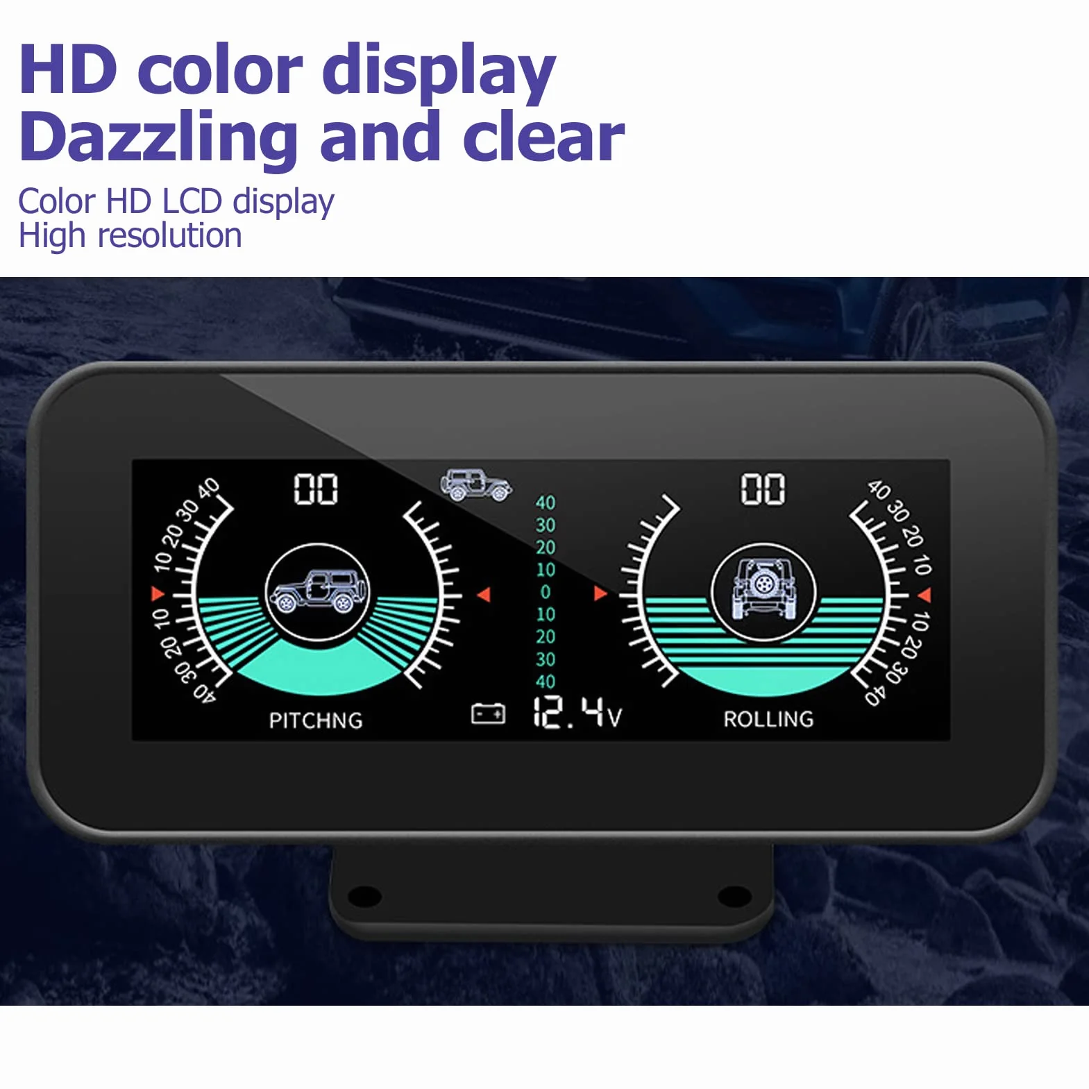 AMONIDA Inclinometro Digitale per Auto DC11.5V-30V Universale HUD Alta Risoluzione Nero