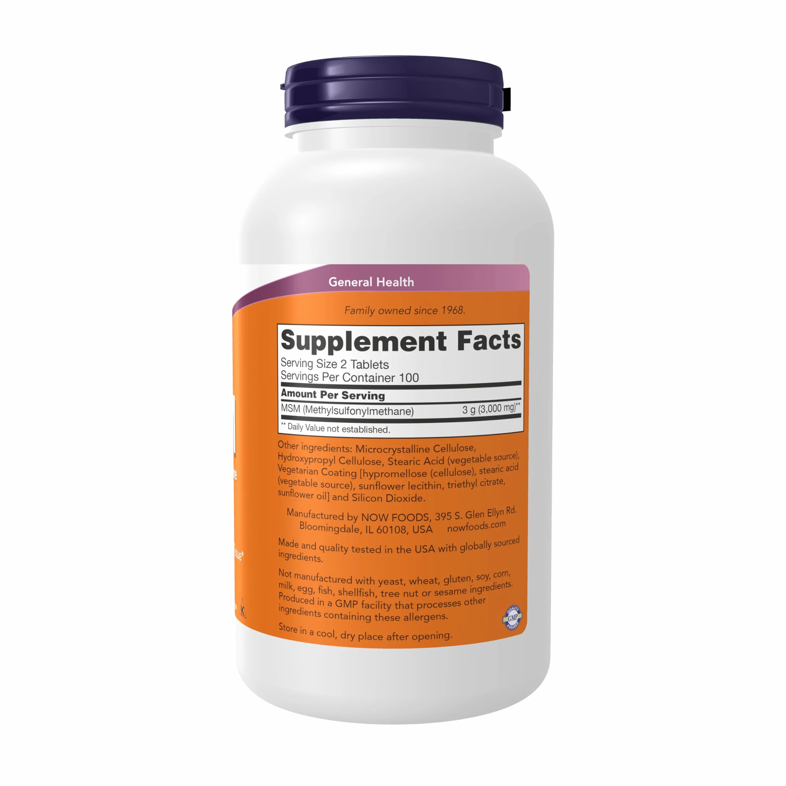 NOW Foods MSM Methylsulphonylmethane 1500 mg 200 Tabs