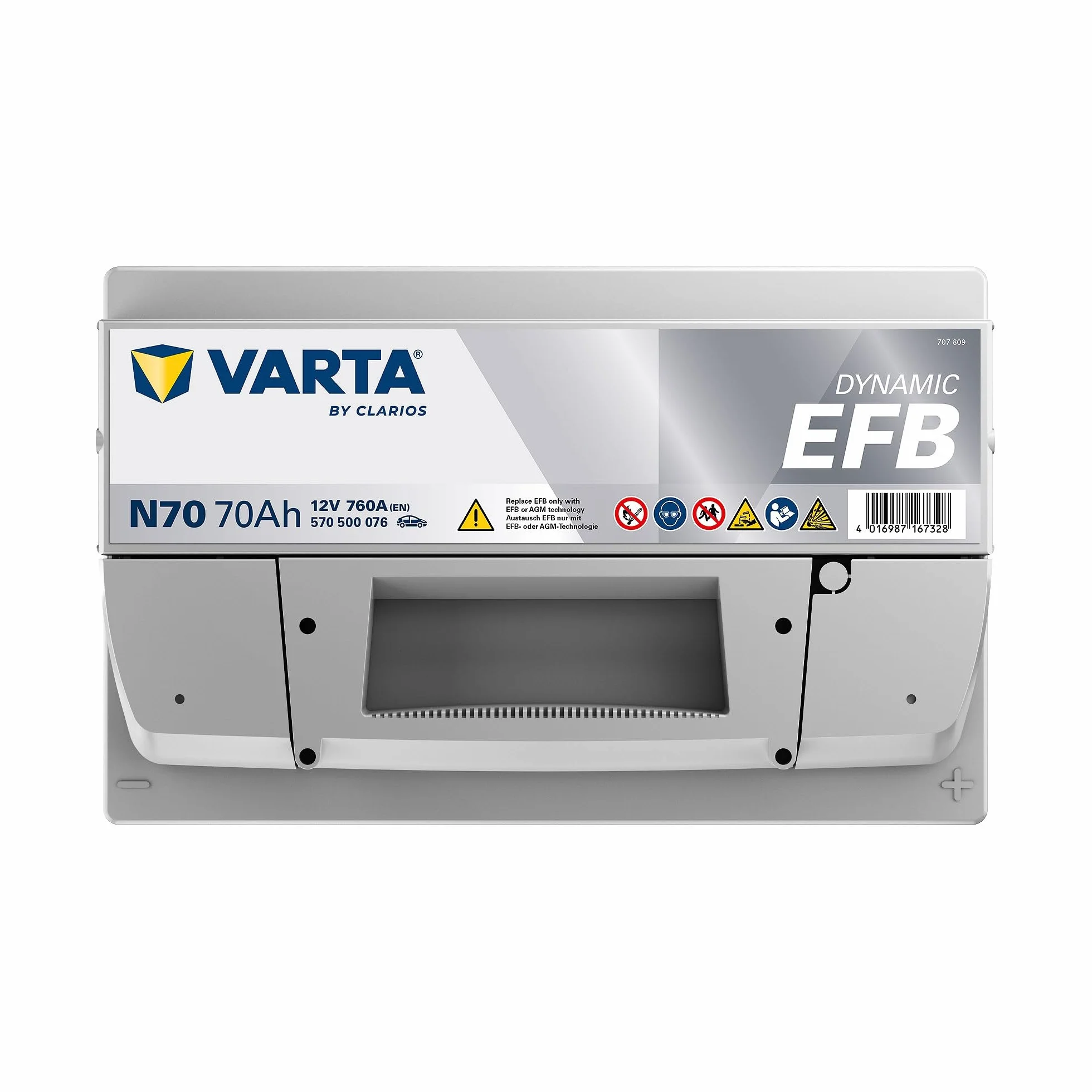 VARTA Automotive DYNAMIC EFB (N70) 12V 70Ah 760A - Batteria auto al piombo-acido per sistemi start-stop - Batteria di avviamento per macchine con elevato fabbisogno energetico - senza manutenzione