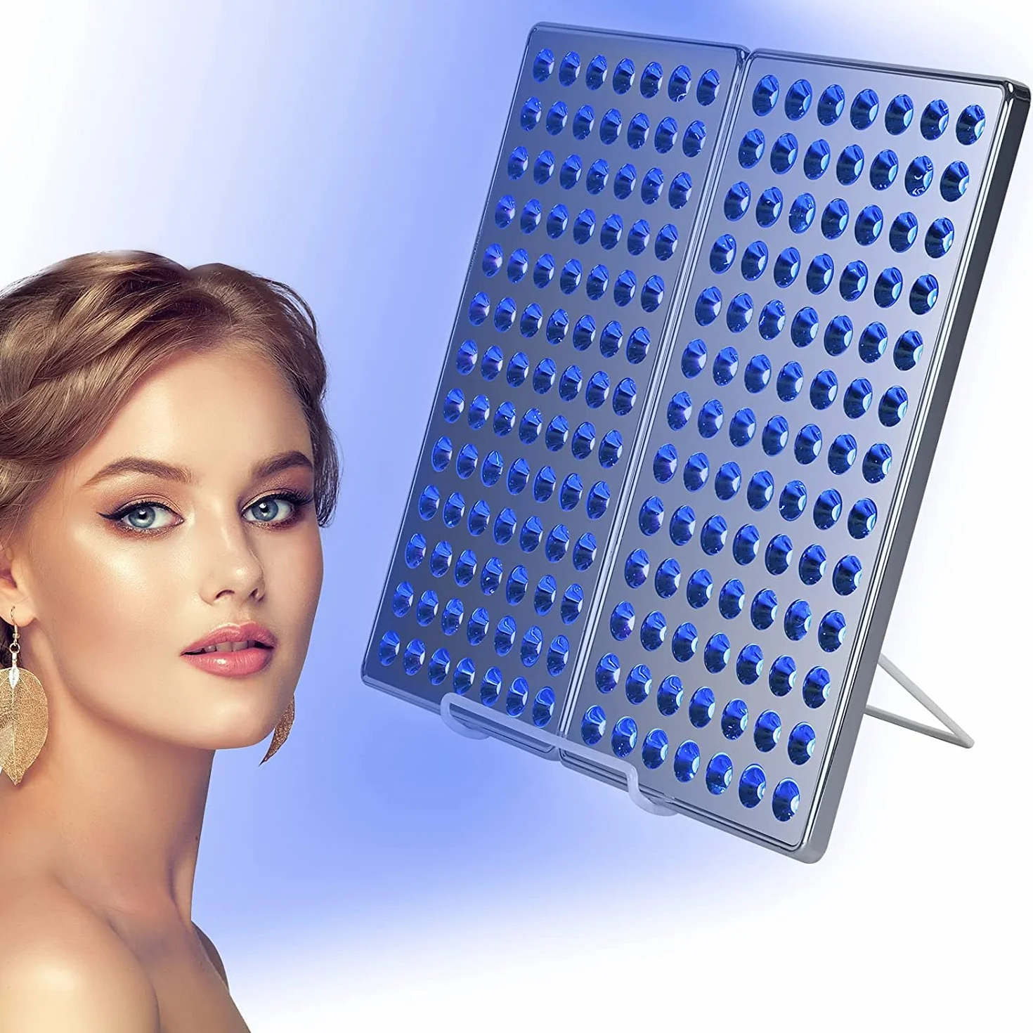 Lampada Abbronzante 24W Solare con Protezione Occhi 182 LED Temporizzato per Viso e Corpo