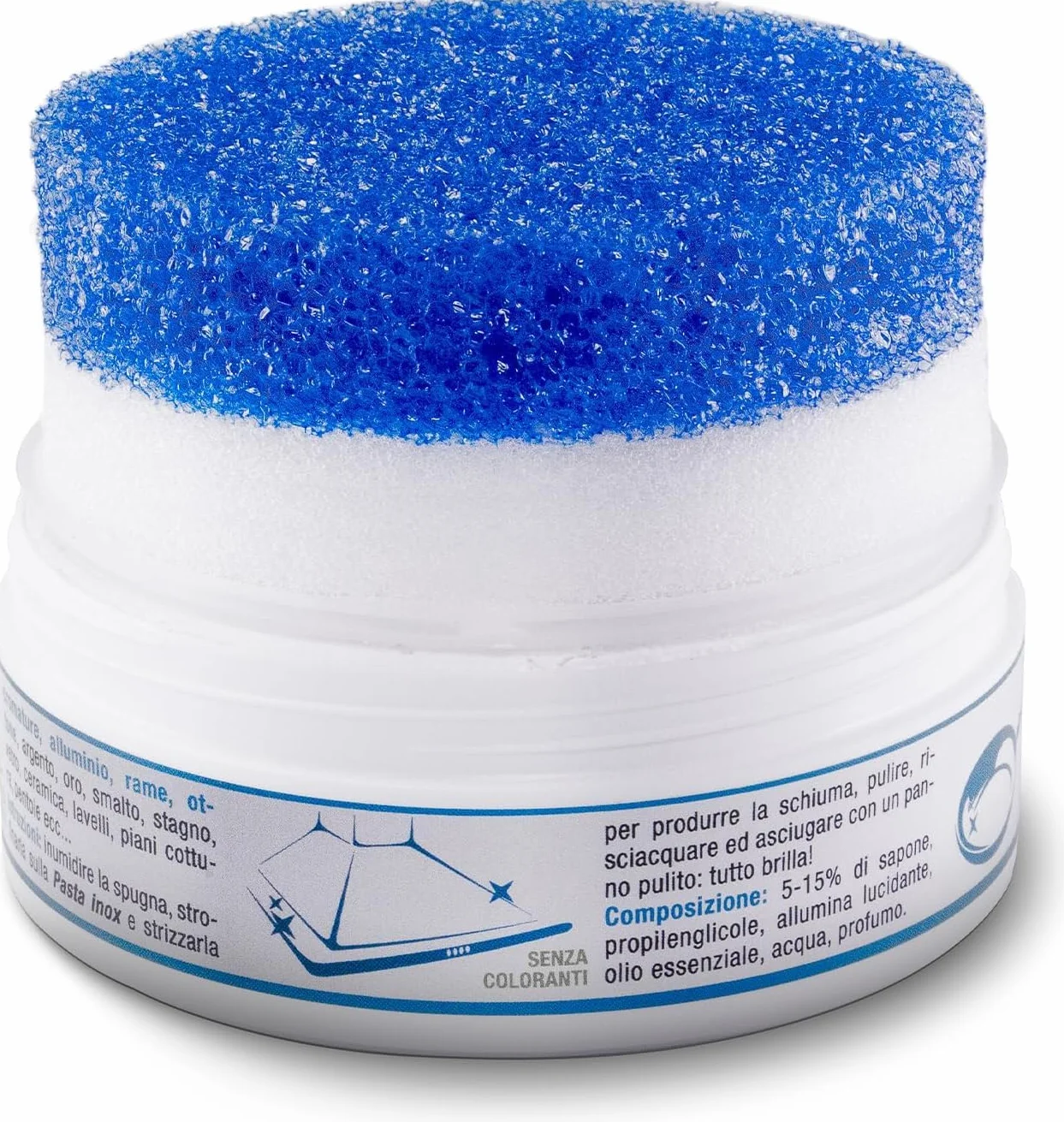 Detergente per Acciaio Inox 300g Pulisce Lucida Protegge Pentole Piani Cottura