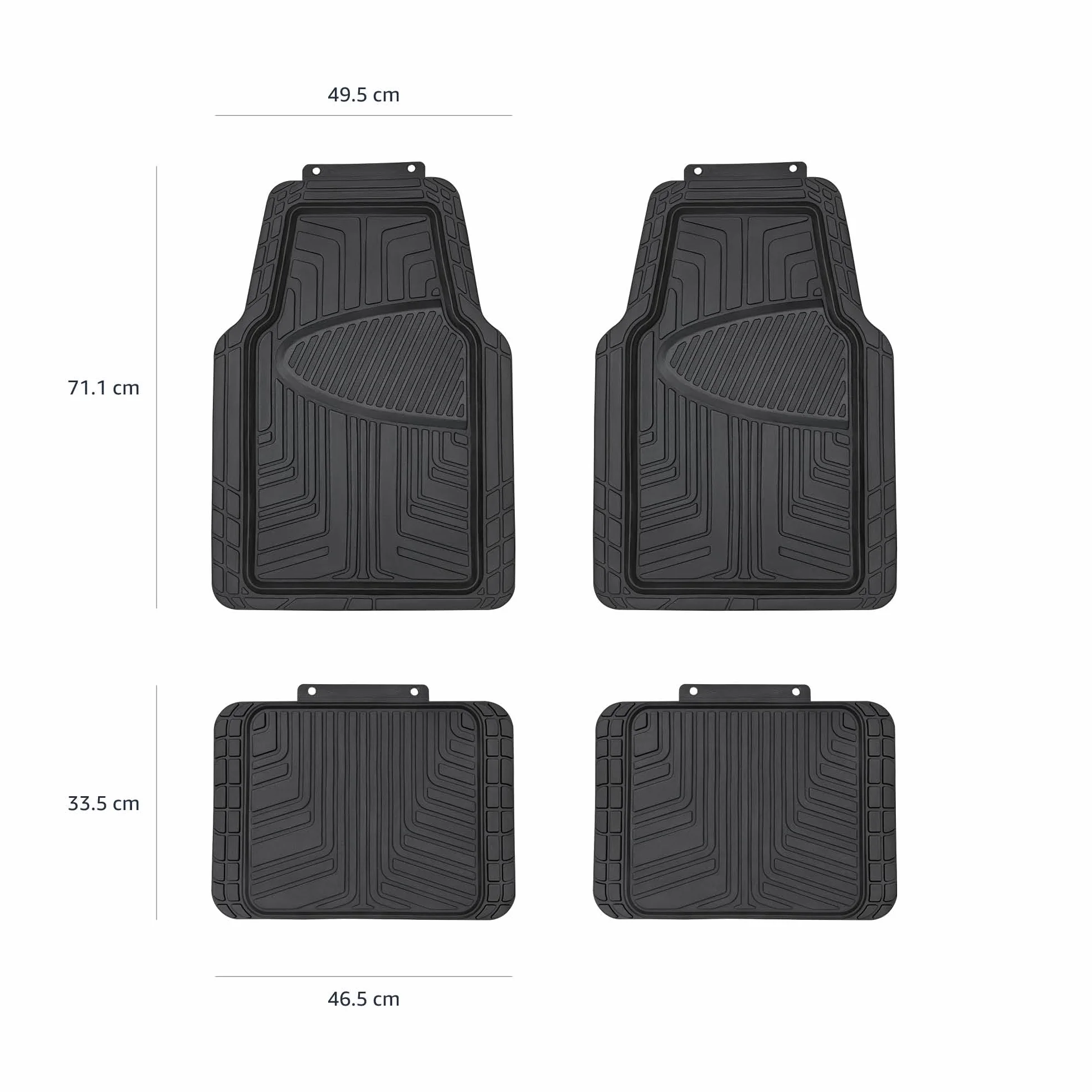 Amazon Basics 4 unità tappetini in gomma per auto, SUV, camion, per tutte le stagioni, nero