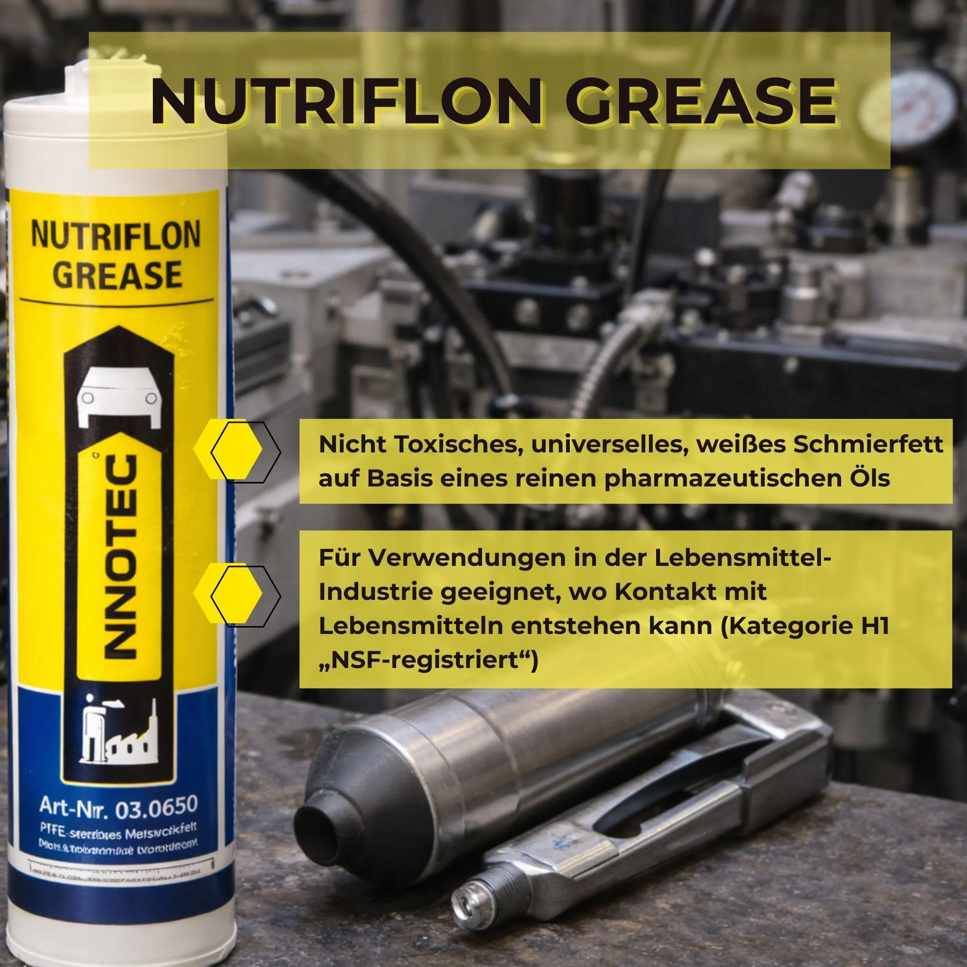 INNOTEC Nutriflon Grease 400 g Grasso lubrificante bianco alimentare NSF-H1 anticorrosione resistente all'acqua