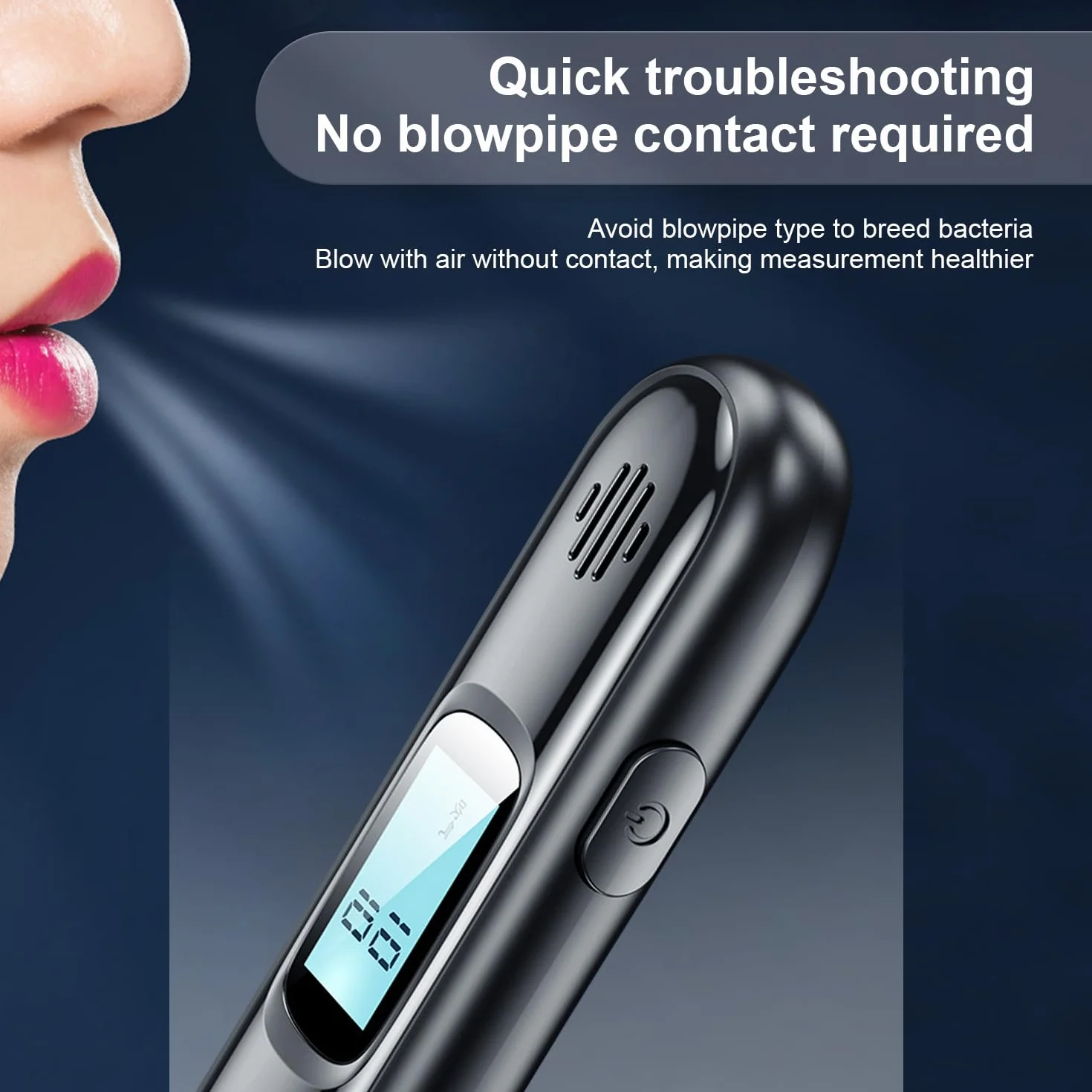 Etilometro Portatile,Etilometro Ricaricabile con Display LCD Digitale Blu, Etilometro con Sensore Portatile per Uso Personale E Professionale (Non è Necessaria La Cerbottana)