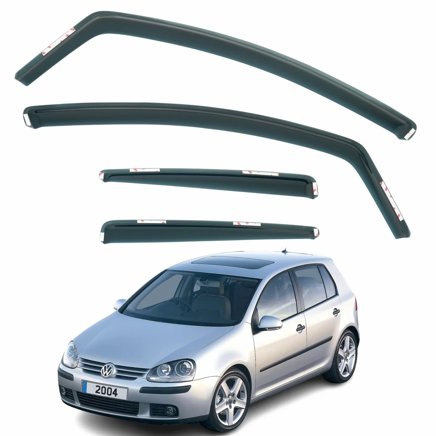Set di 4 deflettori d'aria compatibili con VOLKSWAGEN GOLF 5 5 porte Hatchback modelli 2004 2005 2006 2007 2008.