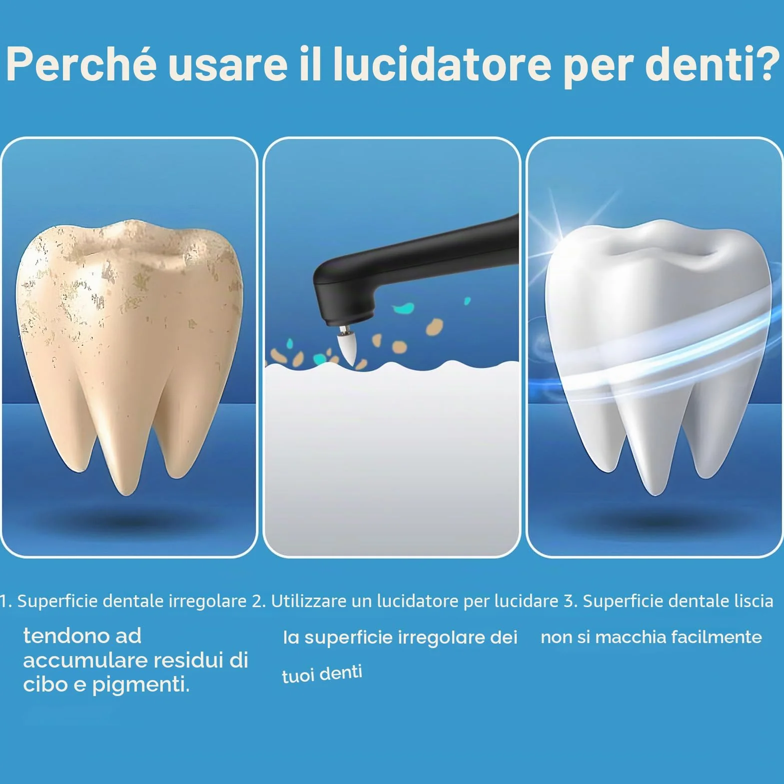 Set di Sbiancamento Denti Rimuovi Tartaro Kit Pulizia Lucidatrice Elettrica per Ridurre Placca