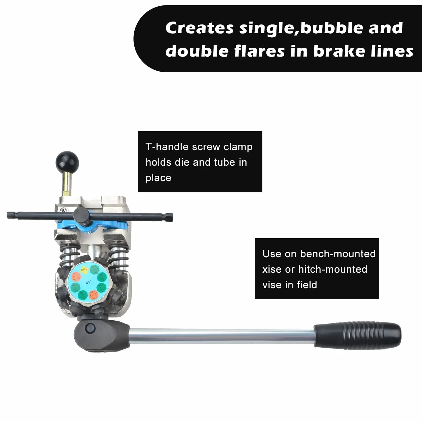Kit Svasatura Tubi Freno Professionale per Tubi 3/16" 1/4" 5/16" 3/8" (4,75/6,35/8/9,5 mm) 37° e 45°