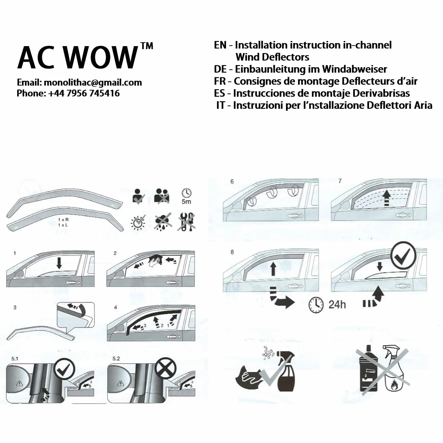 4 deflettori d'aria per Skoda Octavia 5 porte SW Kombi 2019 2020 2021 2022 2023 2024 2025