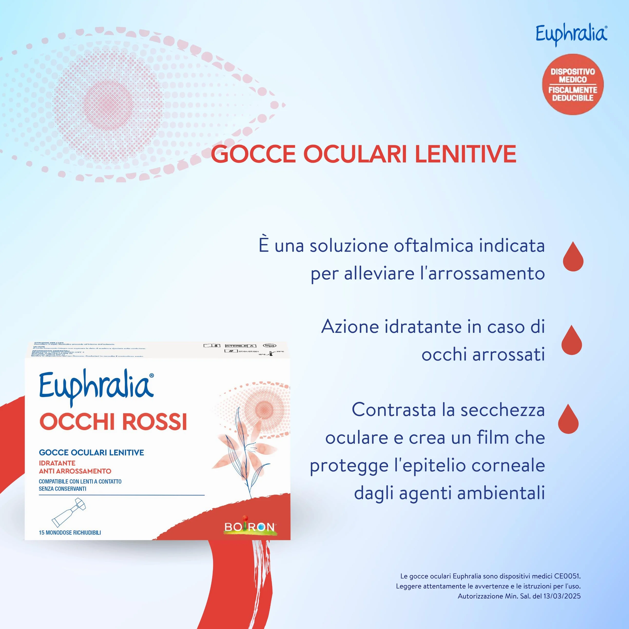 Euphralia Occhi Rossi Gocce Oculari Lenitive 15 Monodose Acido Ialuronico Camomilla