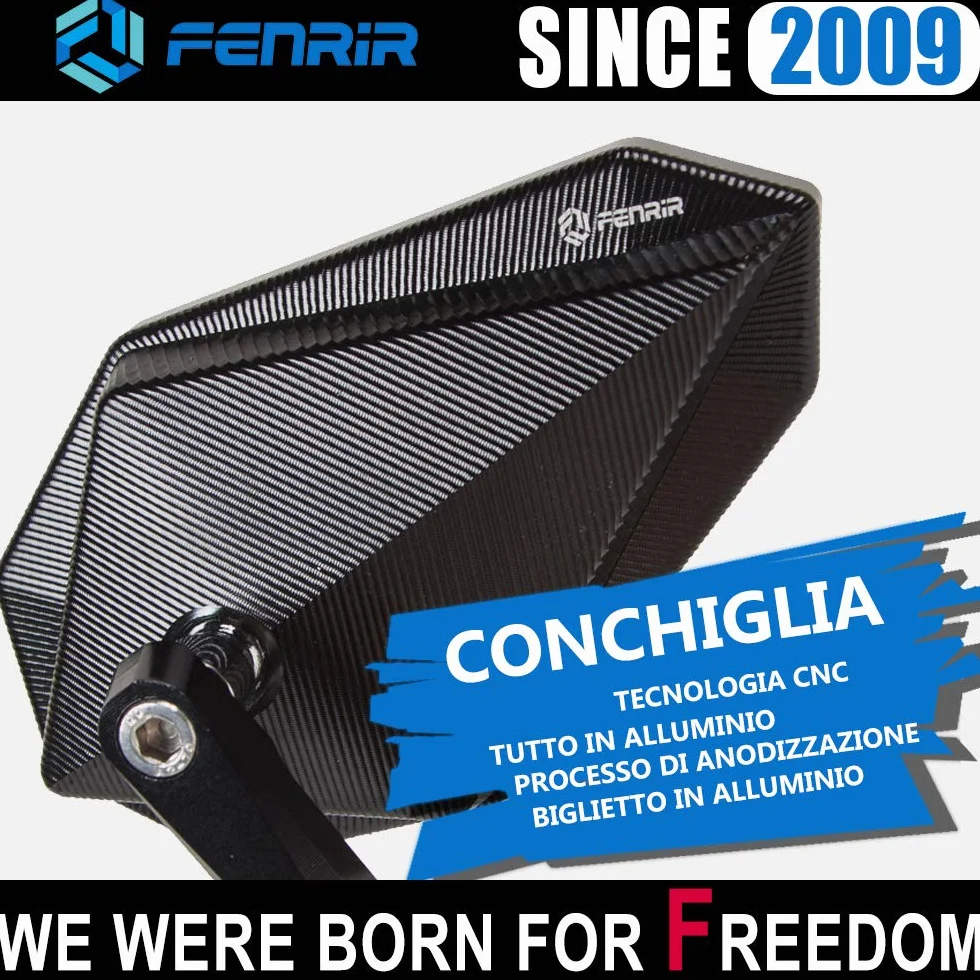 FENRIR E24 Omologato Nero Moto Retrovisore Punta Manubrio CNC per Forza Xmax Nmax MT03 MT07 MT09 MT10 Z125 Z400 Z650 Z900 CB650R CB500F CB125R GSXS750 SV650 Street Triple Scrambler Monster Scout