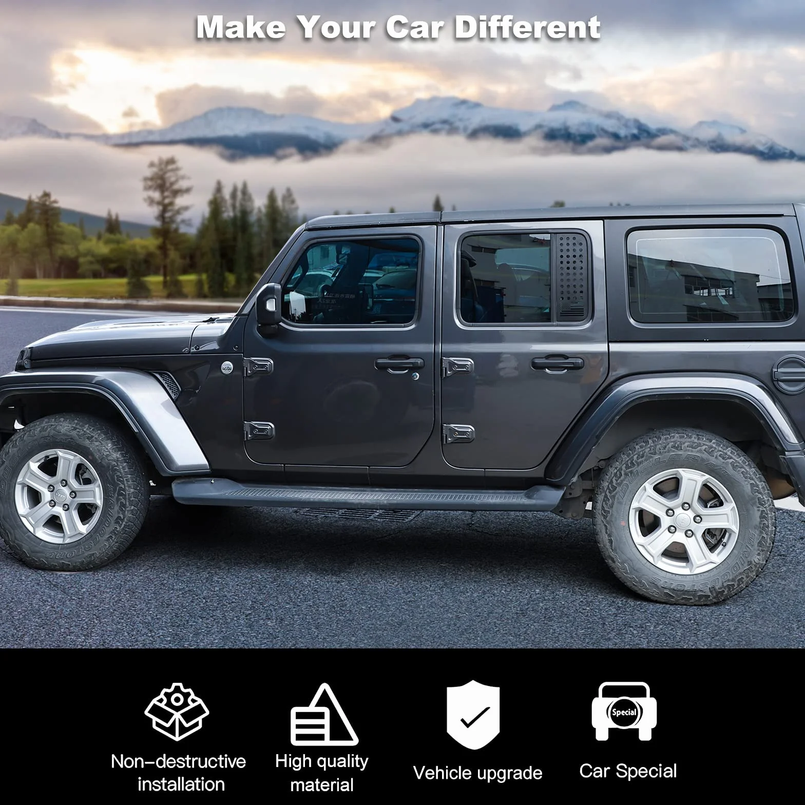 Decalcomanie finestrini posteriori Jeep Wrangler JL Unlimited 4 porte 2018-2022 Gladiator JT bandiera Stati Uniti