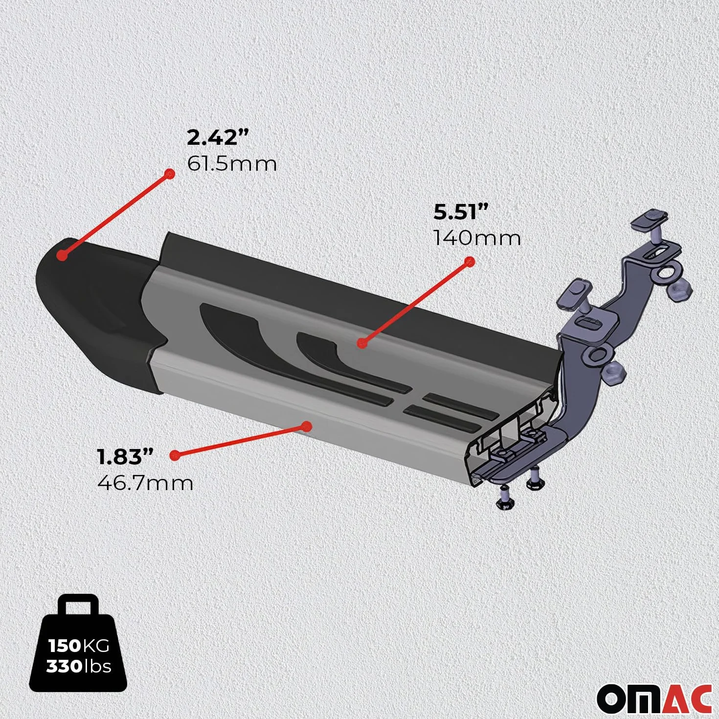 OMAC Pedane Laterali Sottoporta Seitenbretter compatibile con Peugeot 3008 II 2016-2024 Argento Alu 2 Pz