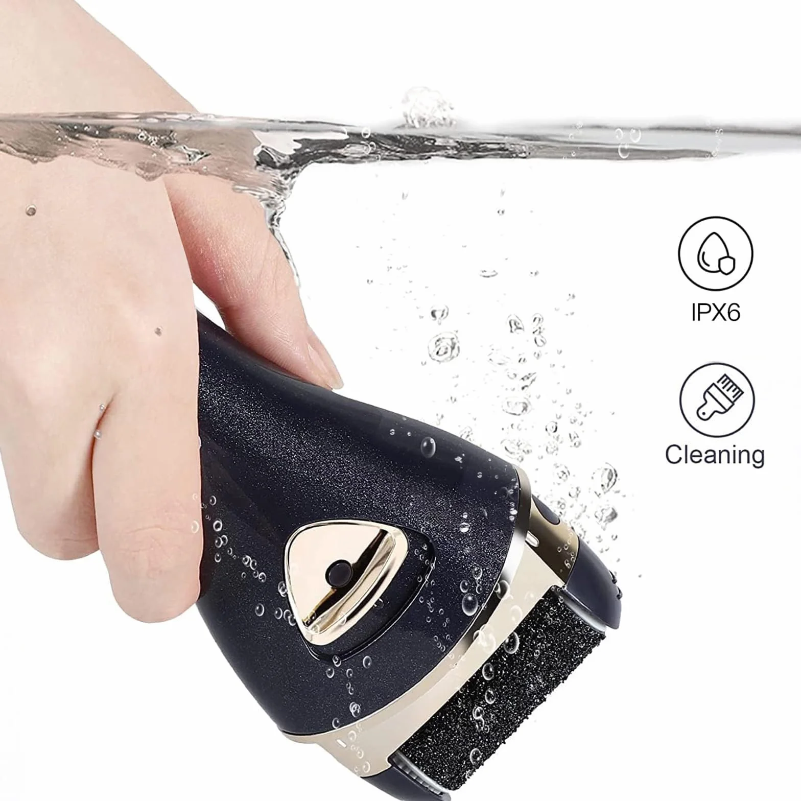 PRITECH Râpe Pieds Électrique Professionnelle Ricaricable IPX6 Imperméable avec 3 Rouleaux