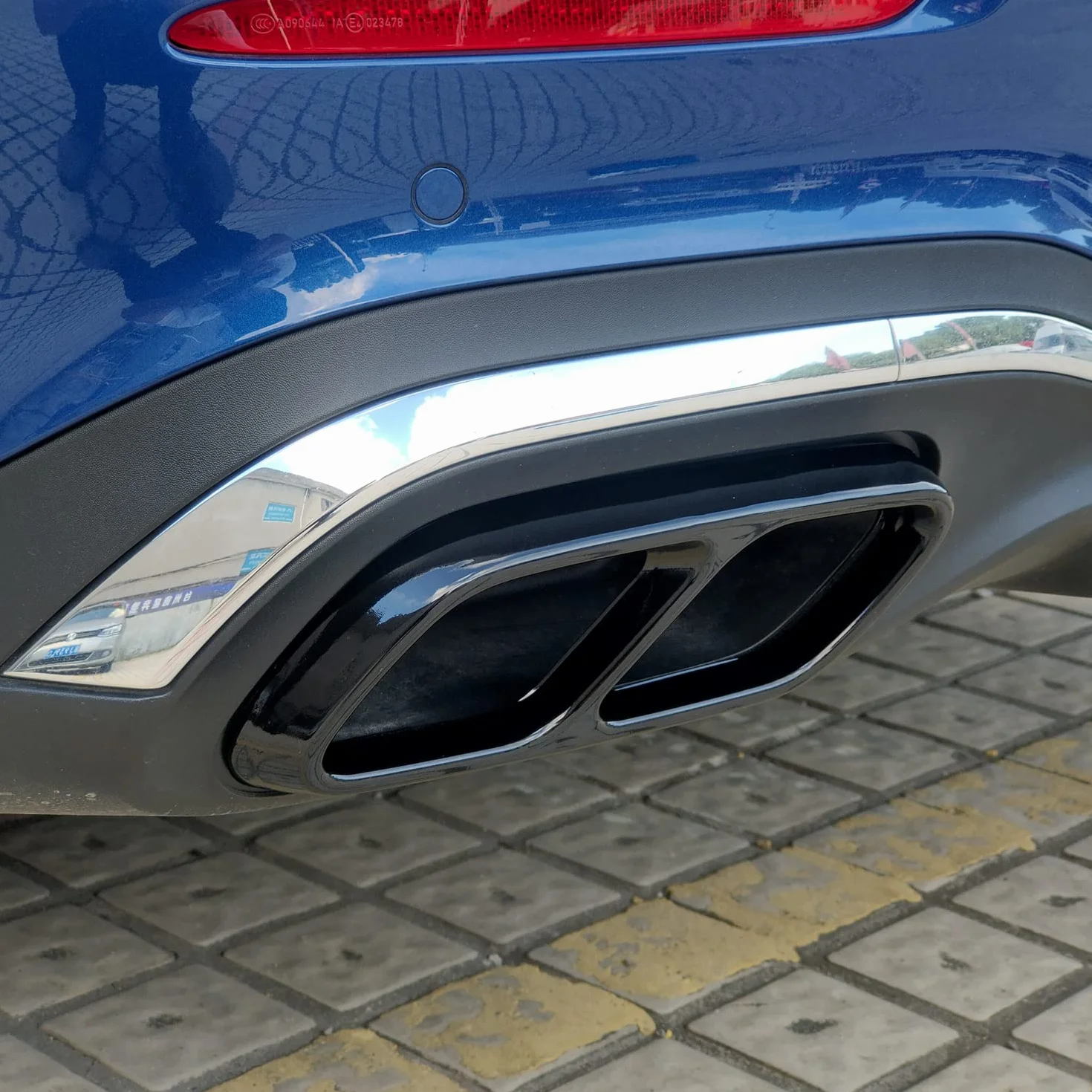 Diffusore di scarico cromato acciaio inox 2 pezzi nero per Classe C W206 T S206 AMG Line 2022