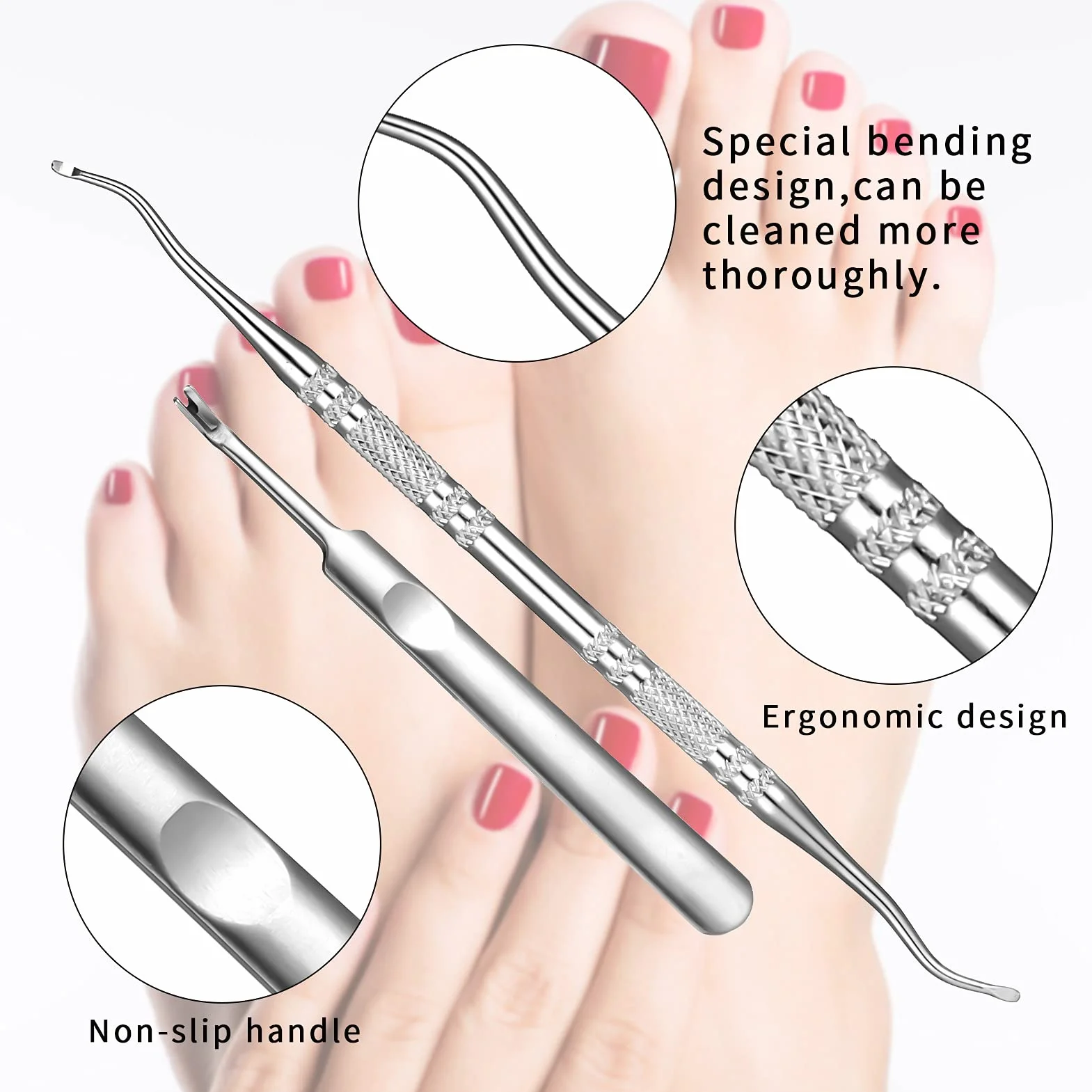 Set Pedicure Professionale con Lima Piedi e Raschietto Calli 10 Lame