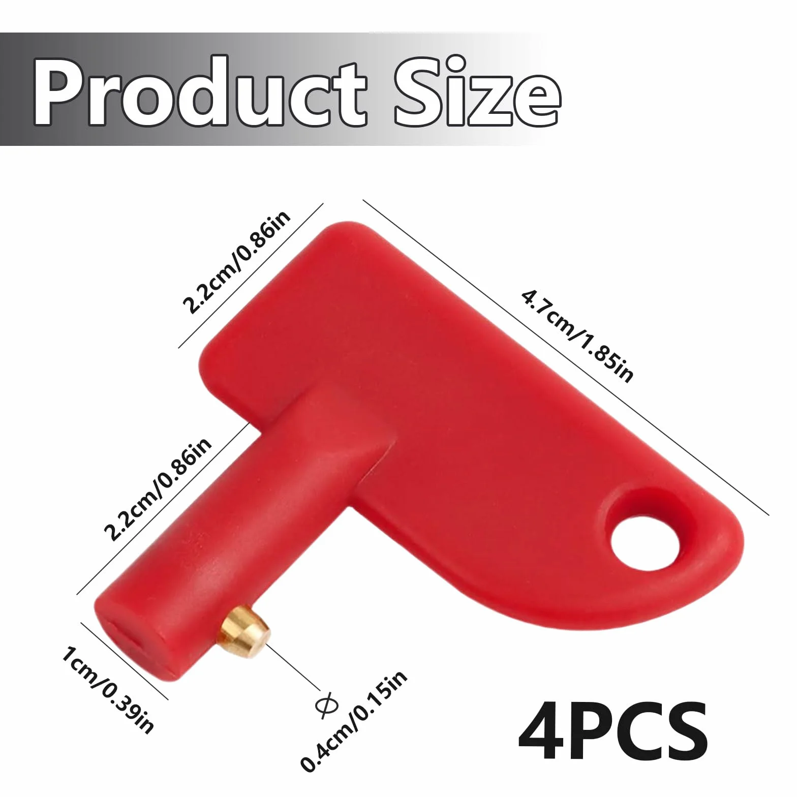 4 Pezzi Chiave Interruttore Batteria Auto, Rosso Chiavi Ricambio per Isolatore, Chiave Stacca Batteria, Chiavi di Isolamento Della Batteria per Auto Barca Camion Modificato Yacht