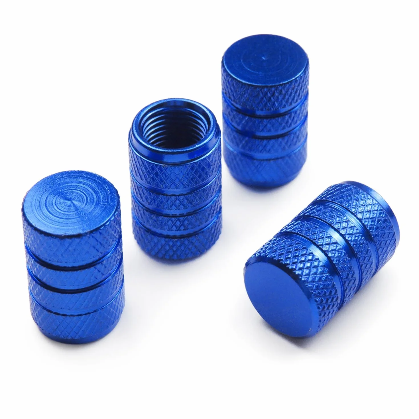 Cappucci valvola in alluminio set da 4 Tappi per valvole Schrader Blu