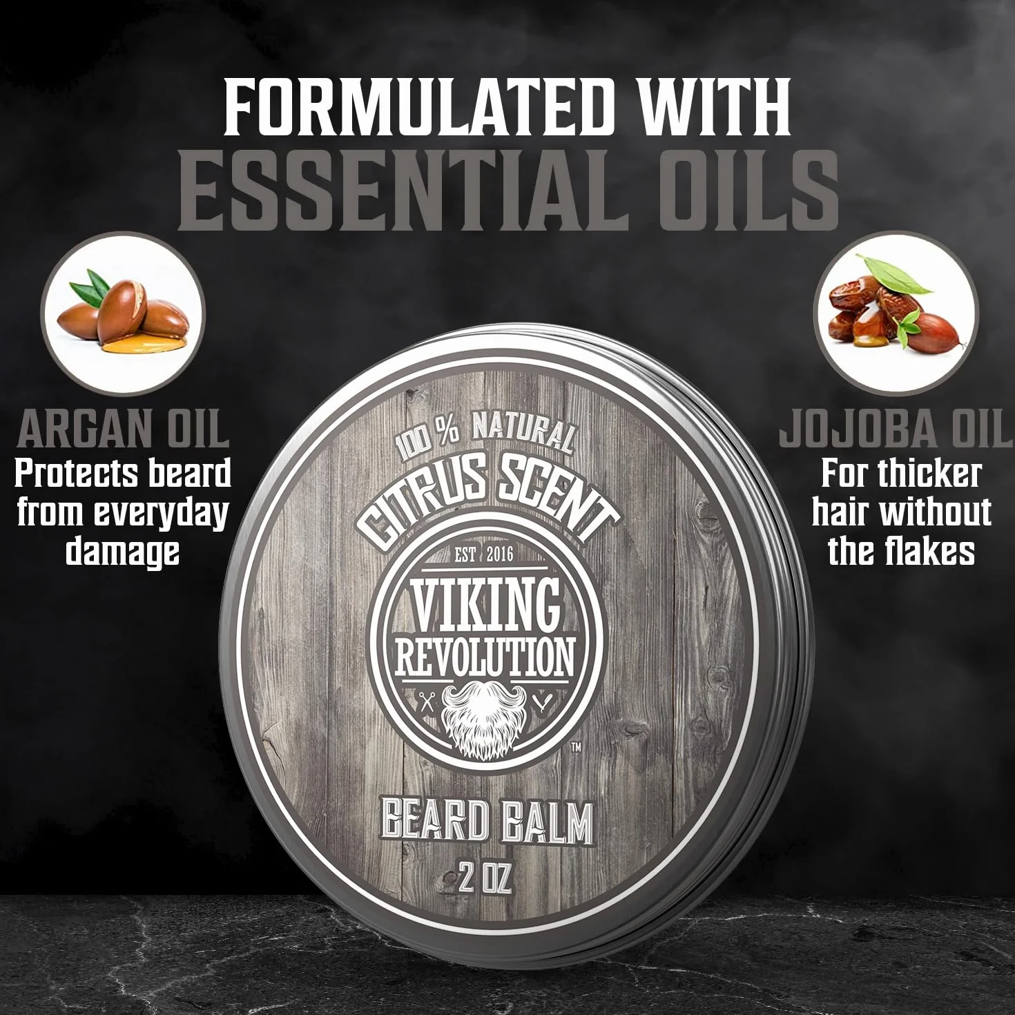 Viking Revolution Kit Barba Uomo Spazzola Setola Cinghiale Pettine Balsamo Olio Forbici Scatola Metallica Regalo