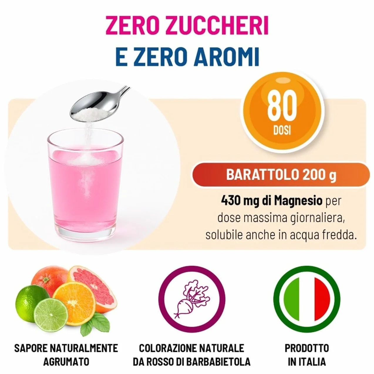 Equilibra Magnesio Donna Zero Zuccheri 200g Polvere 3 Sali di Magnesio Bisglicinato Pidolato Carbonato Acido Folico Vitamina D3 B6 B12 Solubilità Istantanea Sapore Agrumato