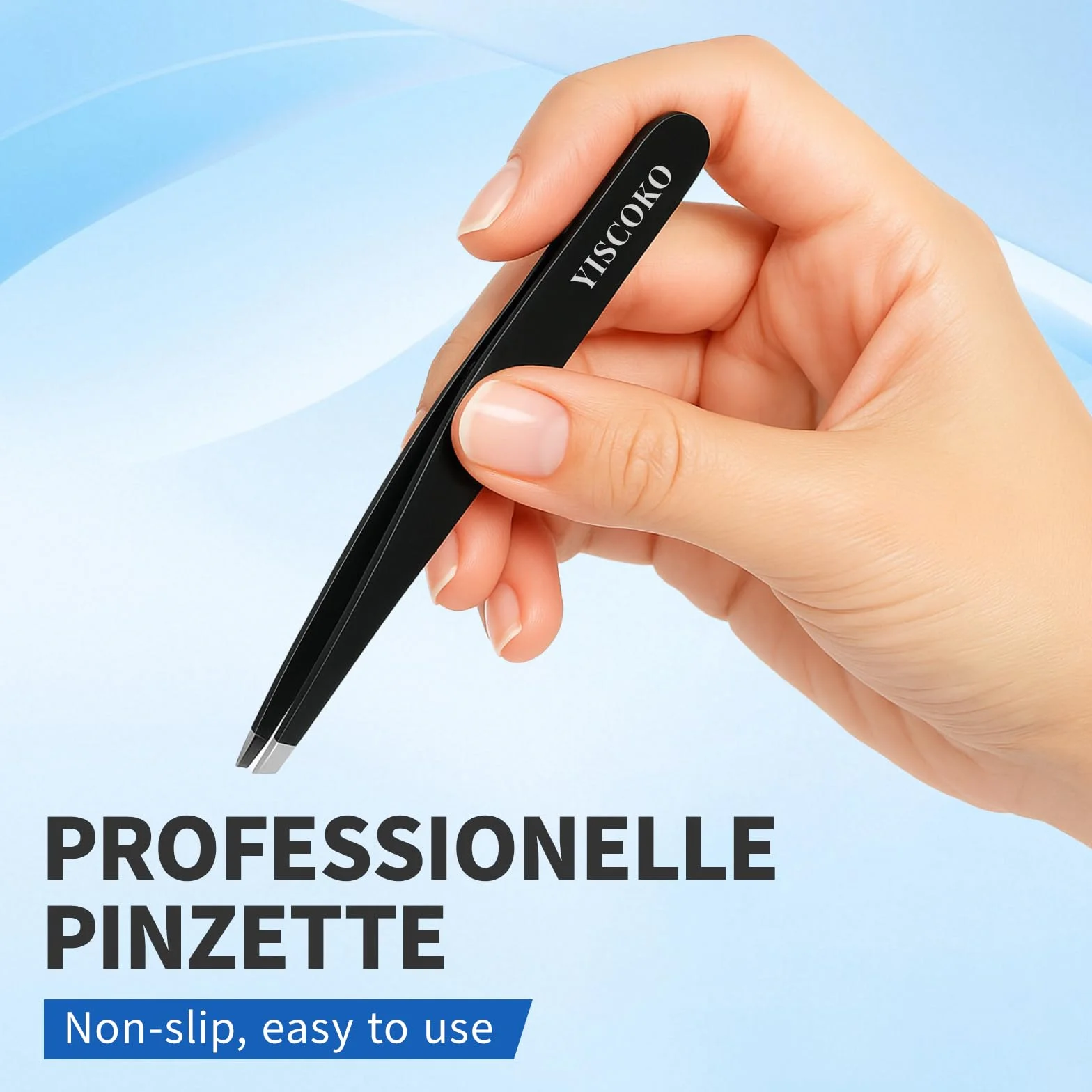 Pinzette professionali in acciaio inox per sopracciglia e peli del viso - 2 pezzi, nero