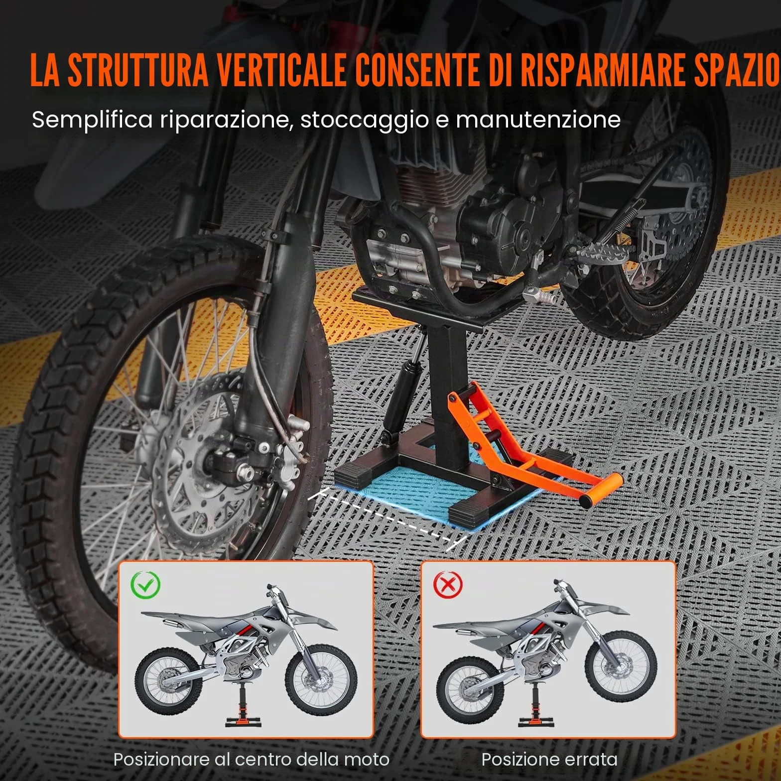 VEVOR Ponte Sollevatore Idraulico per Moto Bici Capacità 200kg Altezza Regolabile 255-460mm
