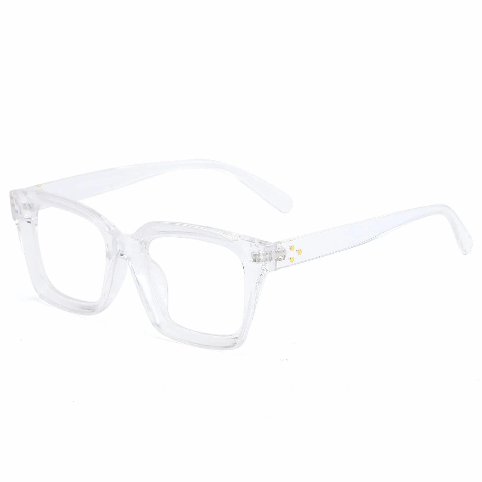 MMOWW Occhiali da Lettura Rettangolari Oversized Anti Luce Blu Donna Uomo Trasparente +2.0