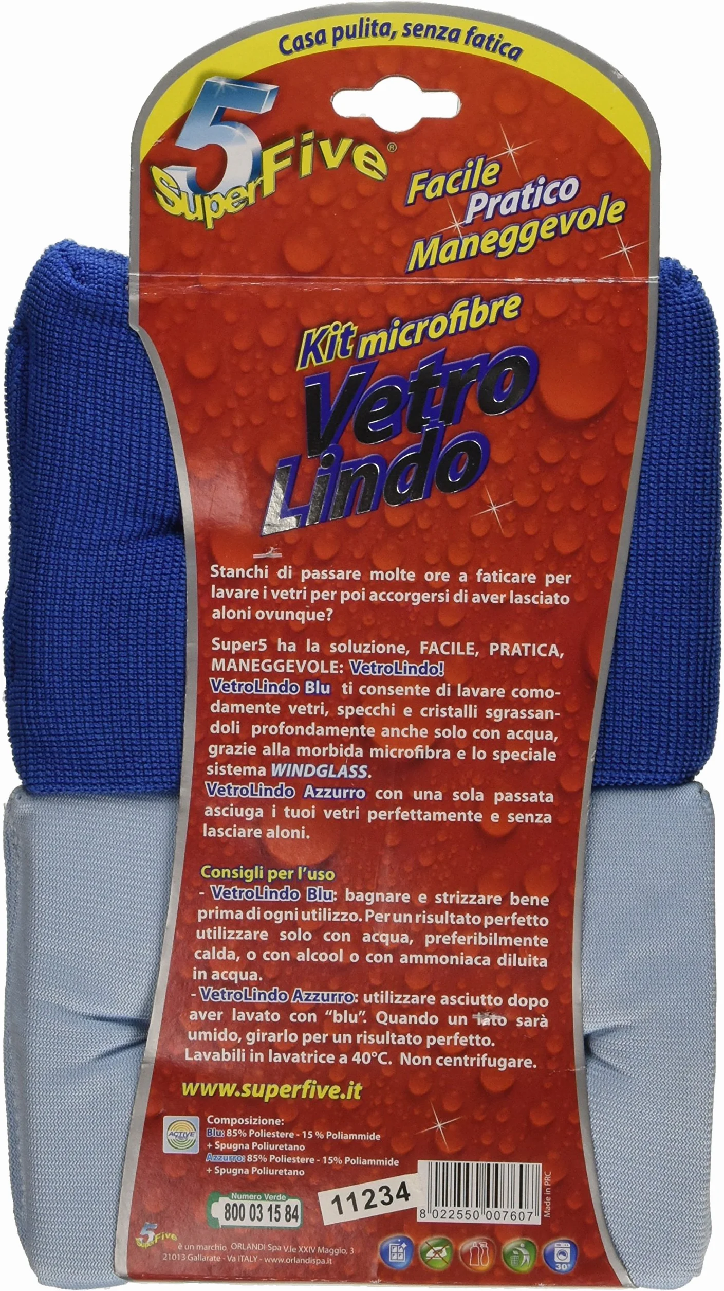 SUPERFIVE Panni Spugna per Vetri Doppio Lato, Lava e Asciuga Senza Aloni, Kit Microfibre